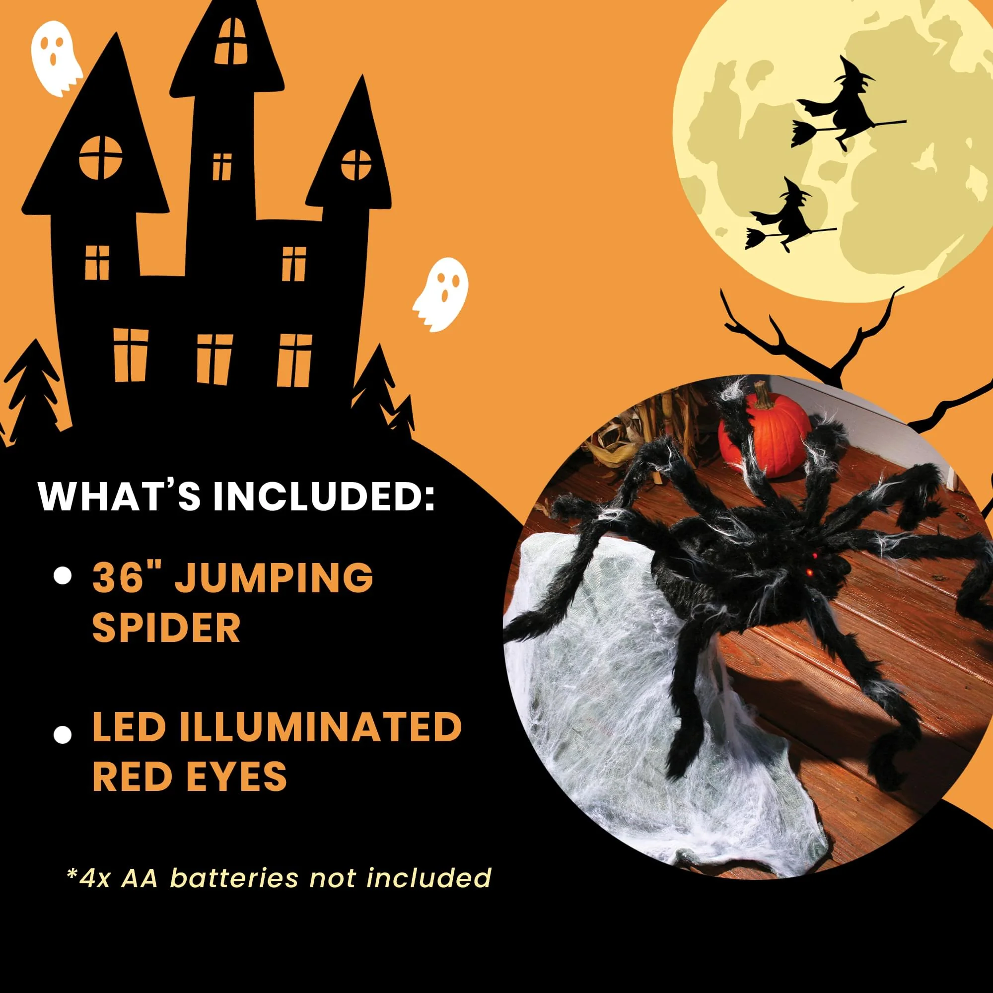 Giant 36 Inch Sound or Motion Activated Jumping Spider - Image 4
