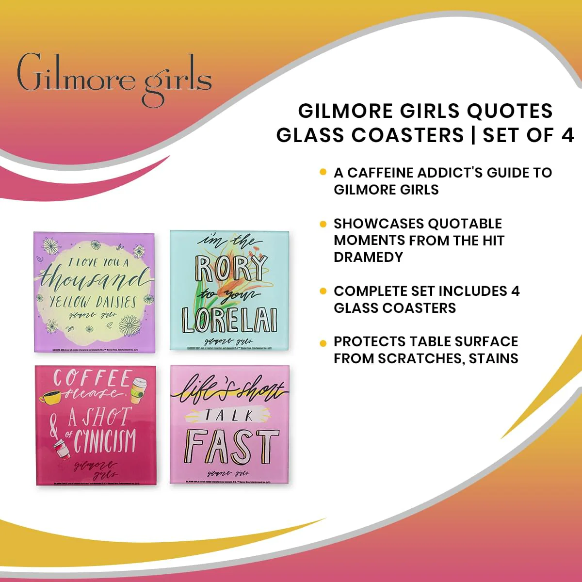 Gilmore Girls Quotes Glass Coasters | Set of 4 - Image 7