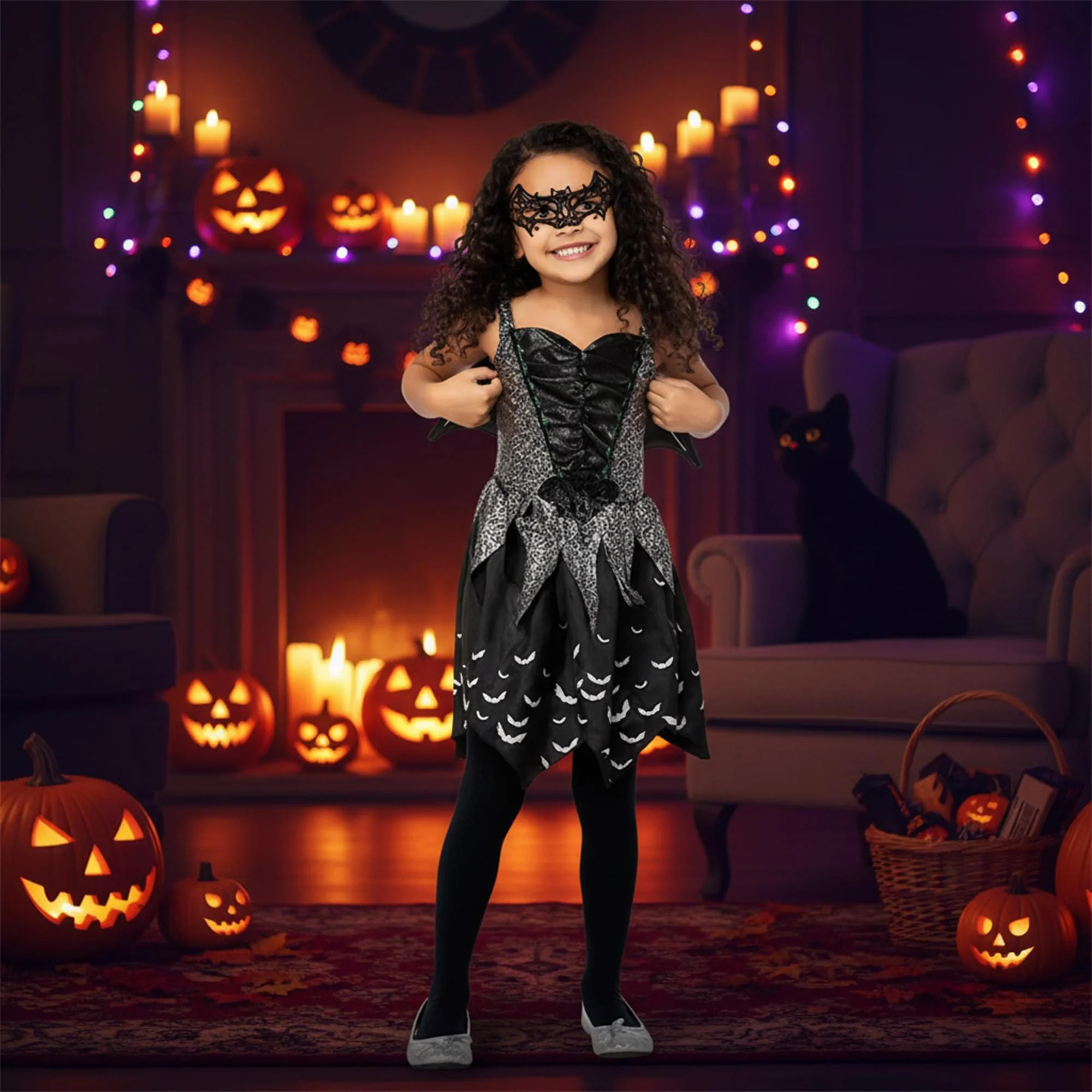 Girls Dark Bat Fairy Child Costume - Image 11