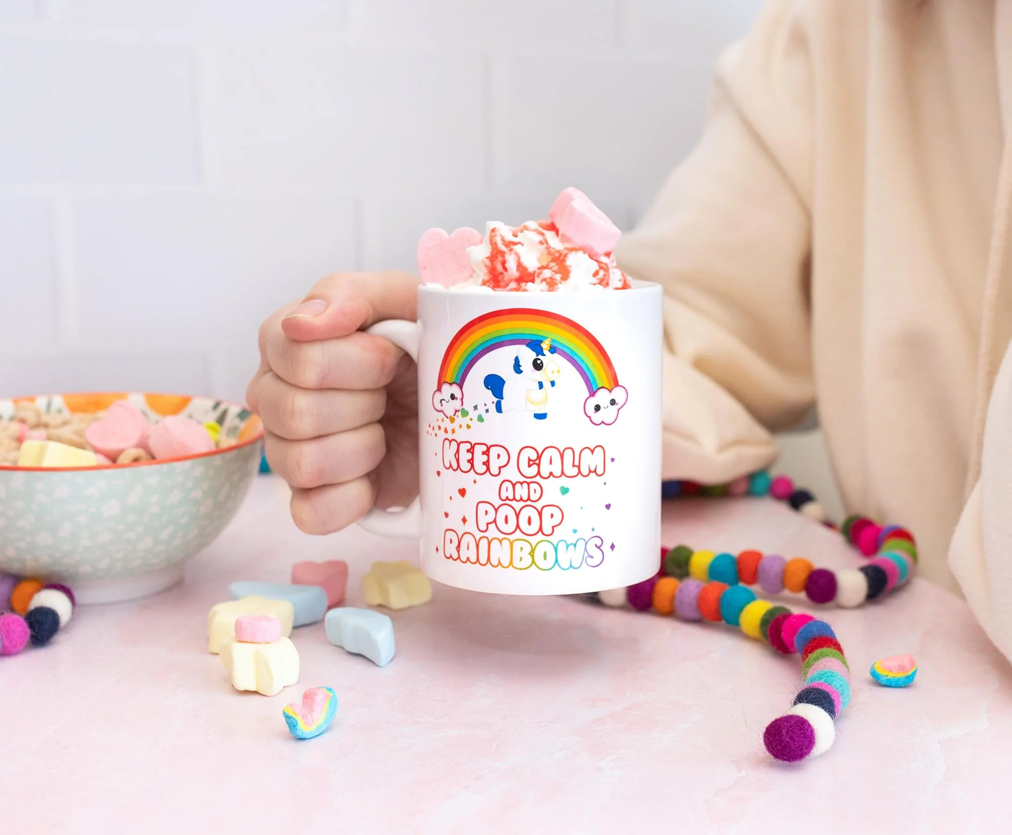 Glitter Galaxy Keep Calm and Poop Rainbows 11 Ounce Ceramic Mug - Image 3
