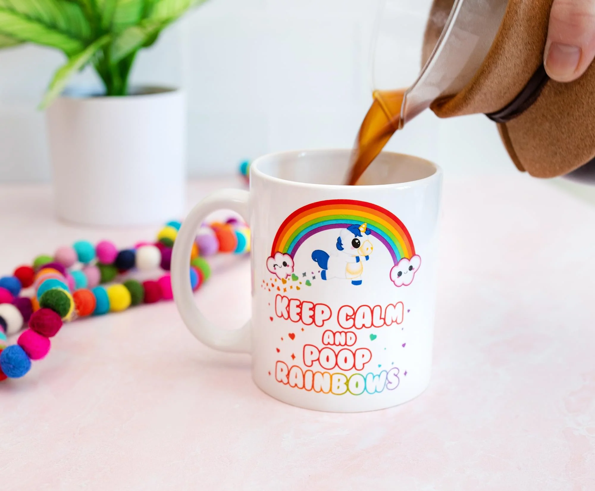 Glitter Galaxy Keep Calm and Poop Rainbows 11 Ounce Ceramic Mug - Image 5