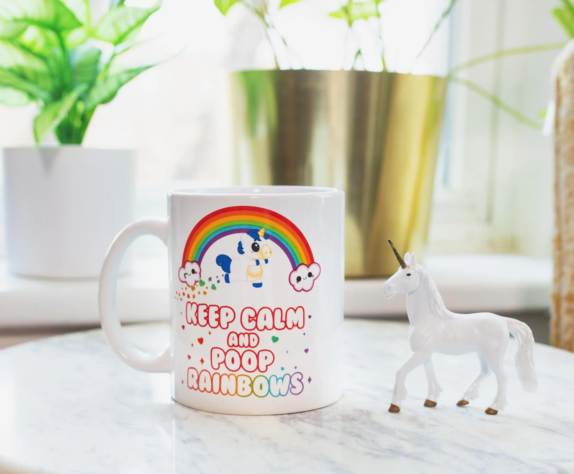 Glitter Galaxy Keep Calm and Poop Rainbows 11 Ounce Ceramic Mug - Image 6