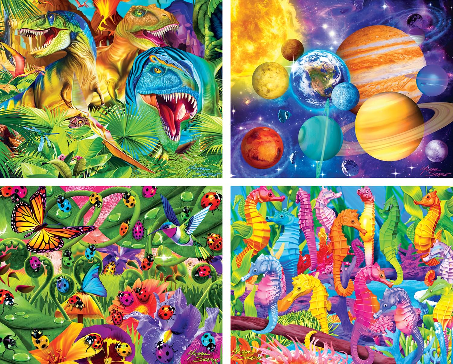Glow in the Dark 4-Pack Blue 100 Piece Jigsaw Puzzles - Image 3