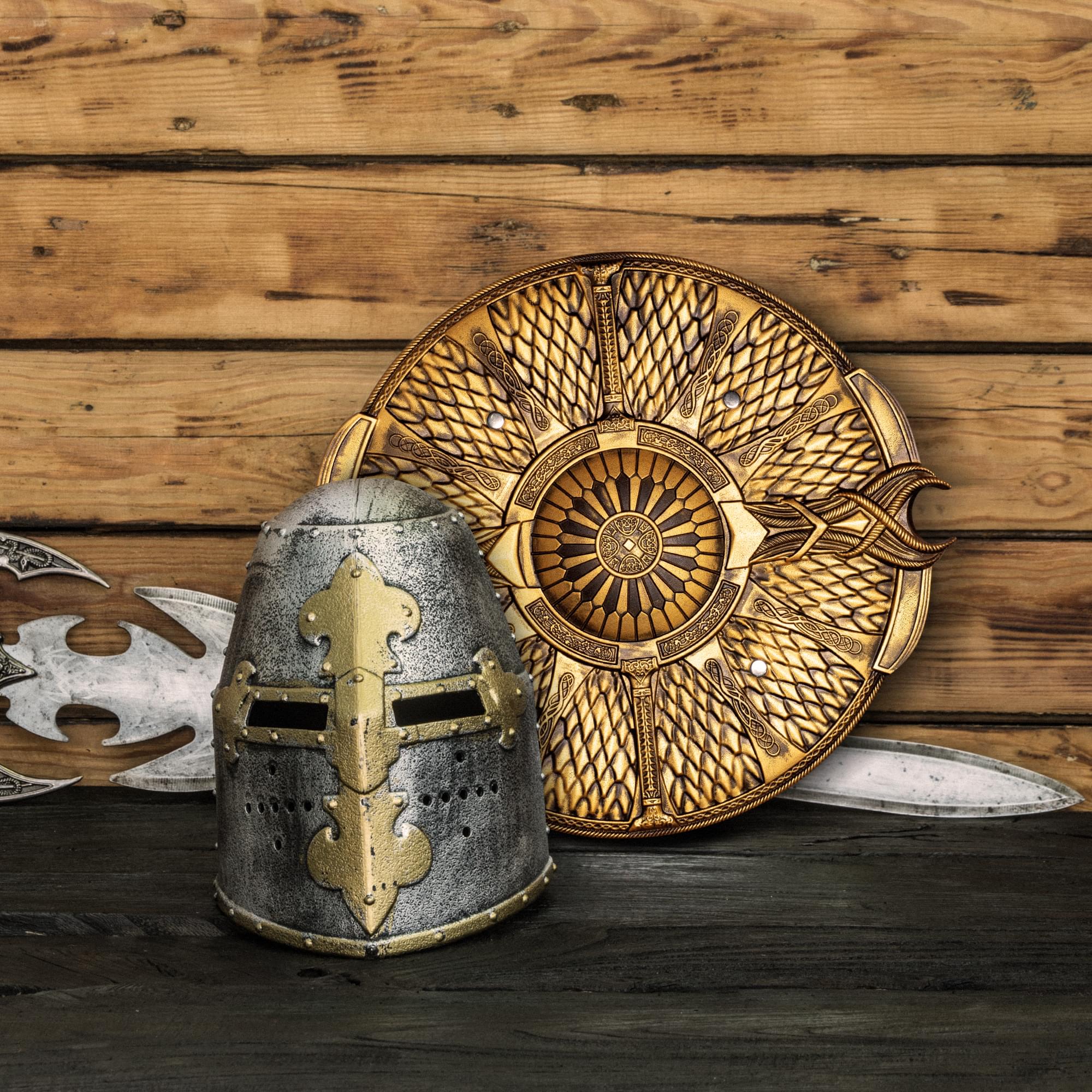 Gold Circle Shield 20 Inch Foam Adult Costume Accessory - Image 2