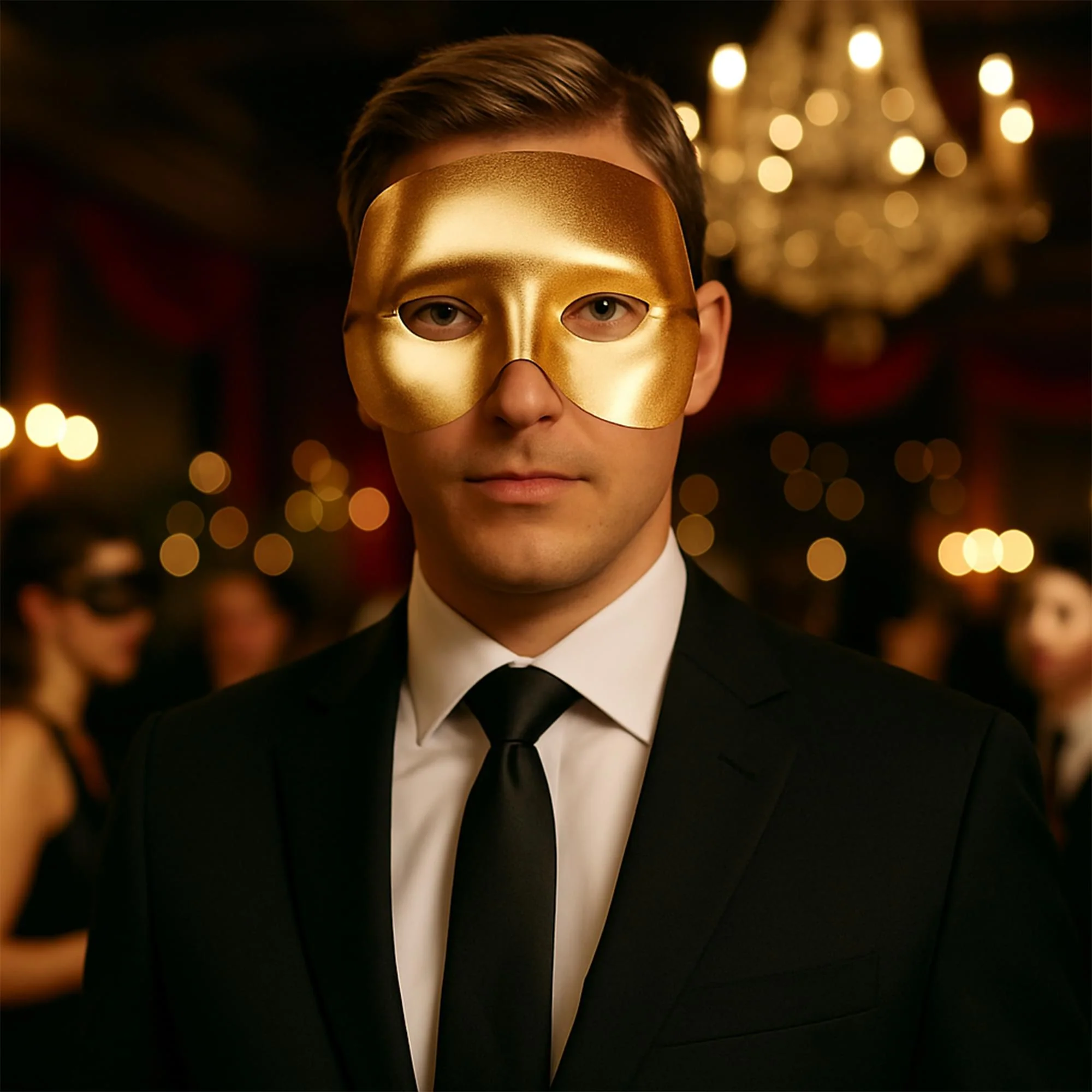 Gold Cocktail Adult Costume Half Mask - Image 4