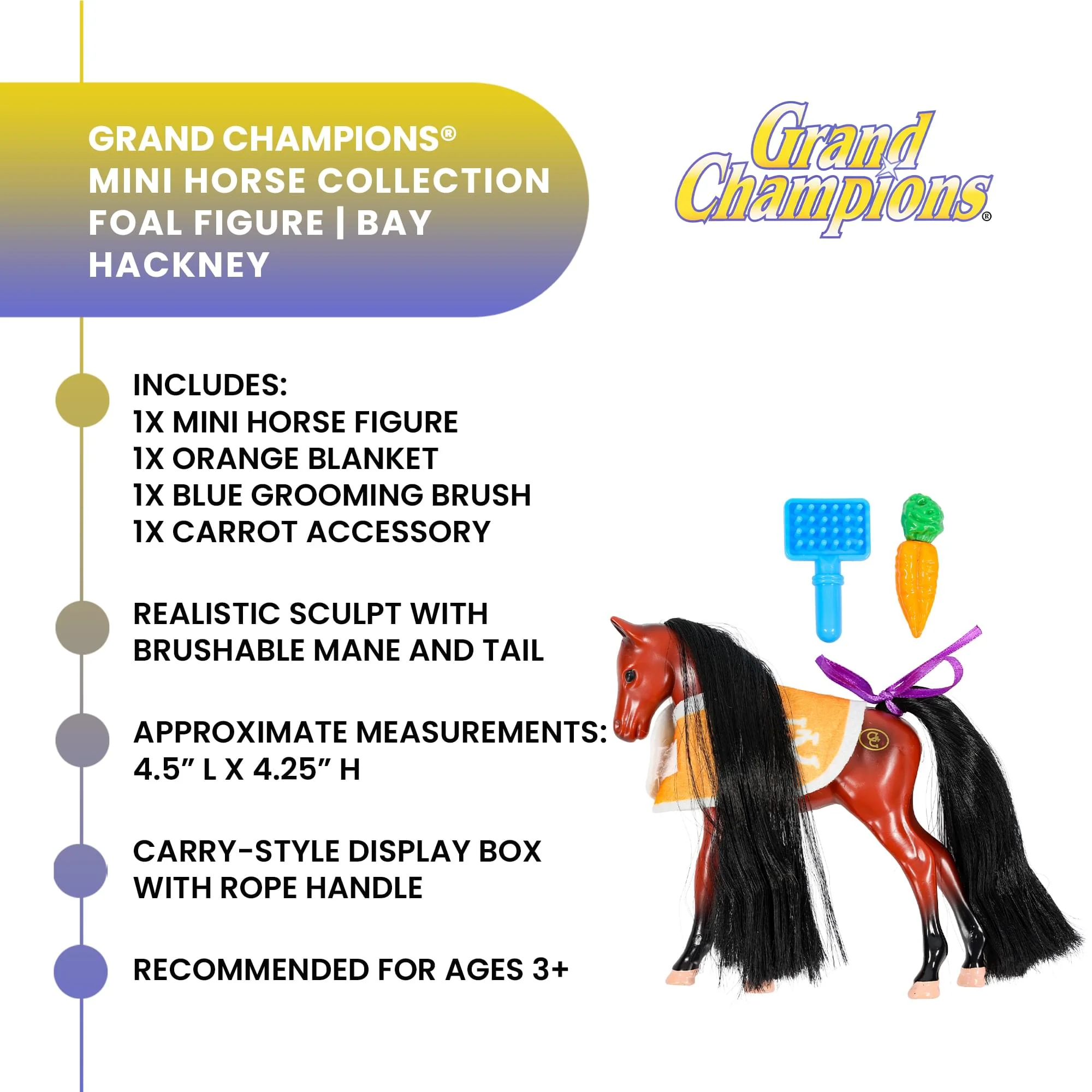Grand Champions Mini Horse Collection Foal Figure | Bay Hackney - Image 9