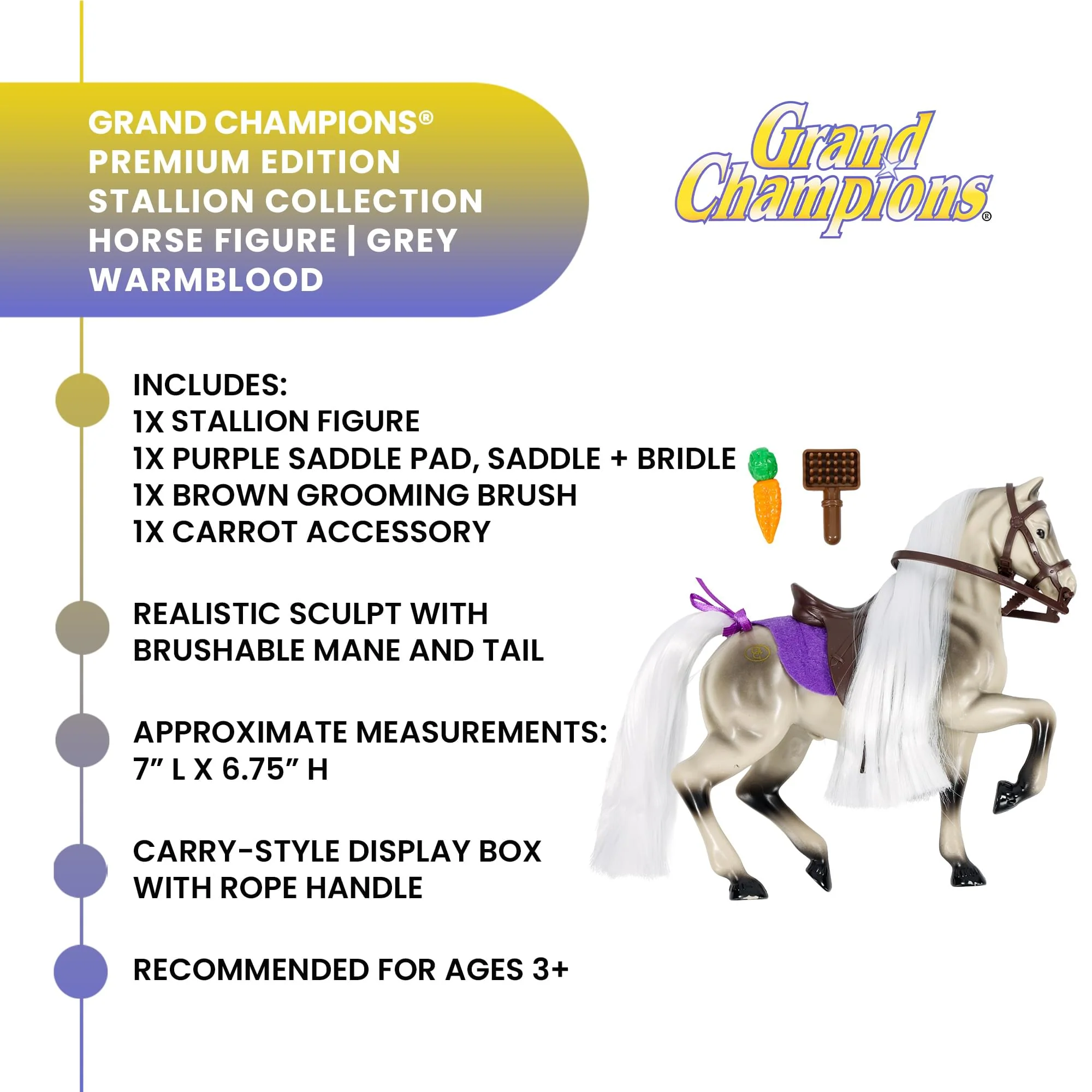 Grand Champions Premium Stallion Collection Horse Figure | Grey Warmblood - Image 9