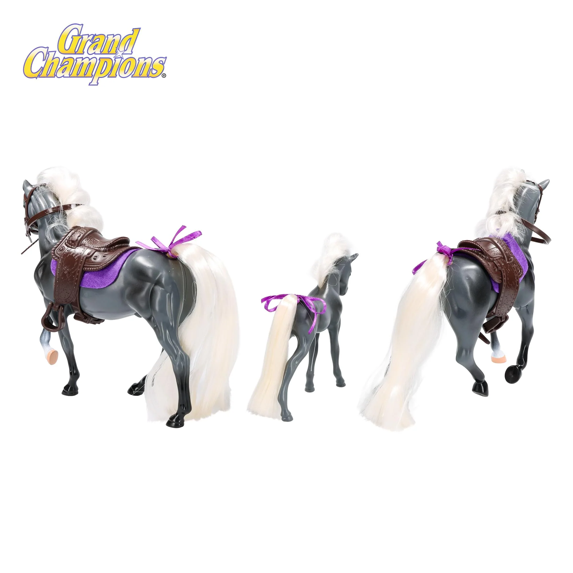 Grand Champions Saddlebred Family Horse Figure Set Of 3 | Grey Saddlebred - Image 3