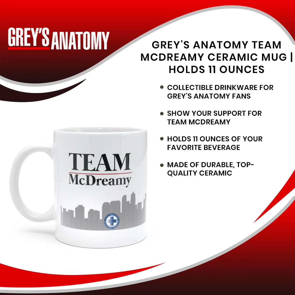 Grey's Anatomy Team McDreamy Ceramic Mug | Holds 11 Ounces - Image 5