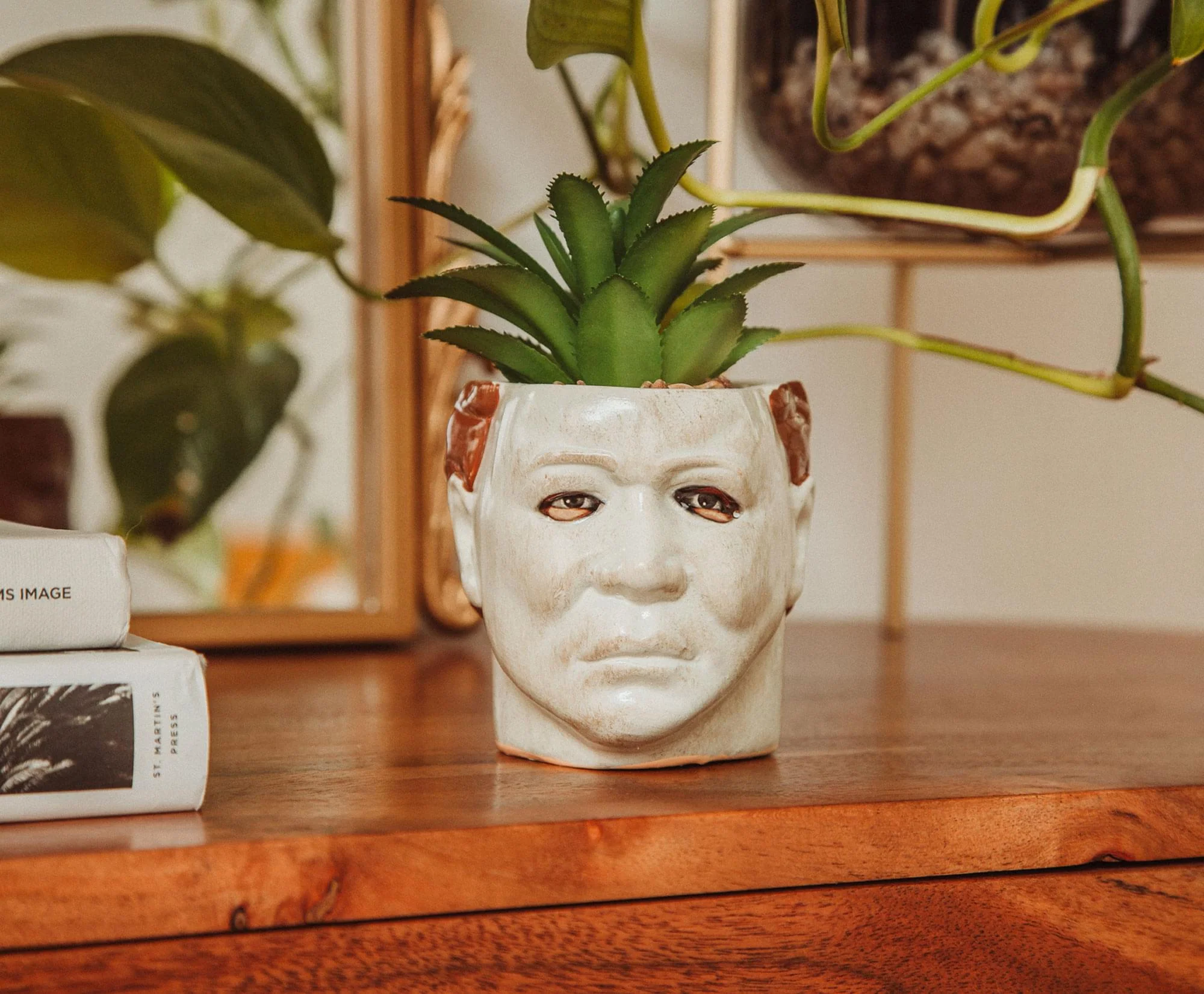 Halloween Michael Myers 3-Inch Ceramic Mini Planter With Artificial Succulent - Image 4