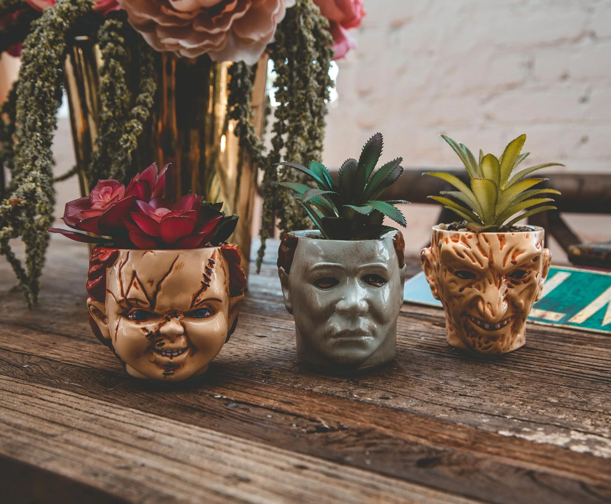 Halloween Michael Myers 3-Inch Ceramic Mini Planter With Artificial Succulent - Image 8
