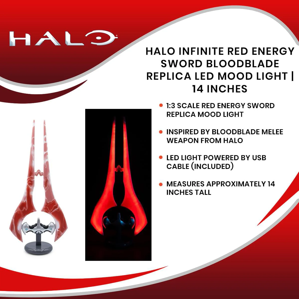 Halo Infinite Red Energy Sword Bloodblade Replica Mood Light | Toynk Exclusive - Image 7