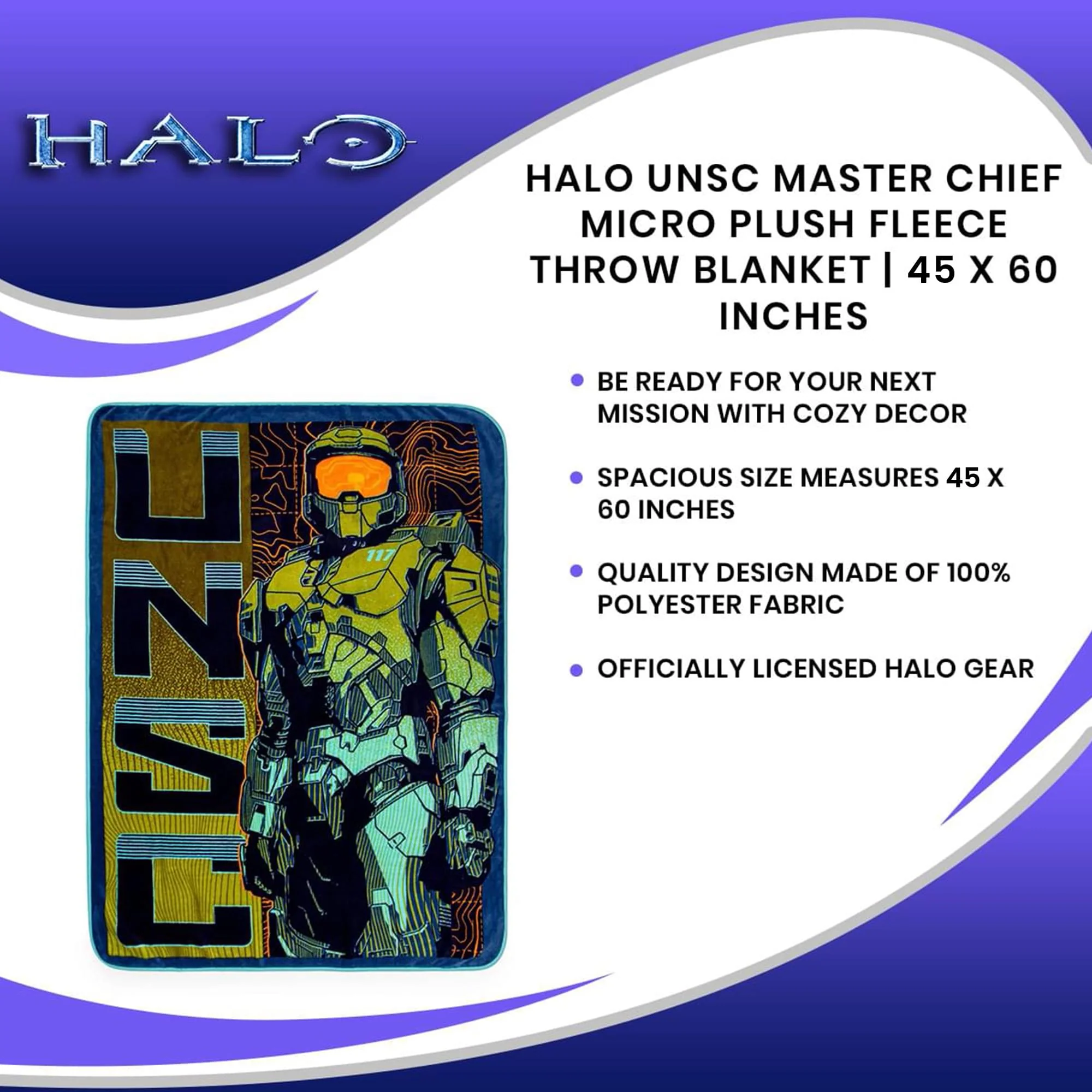 Halo UNSC Master Chief Micro Plush Fleece Throw Blanket | 45 x 60 Inches - Image 7