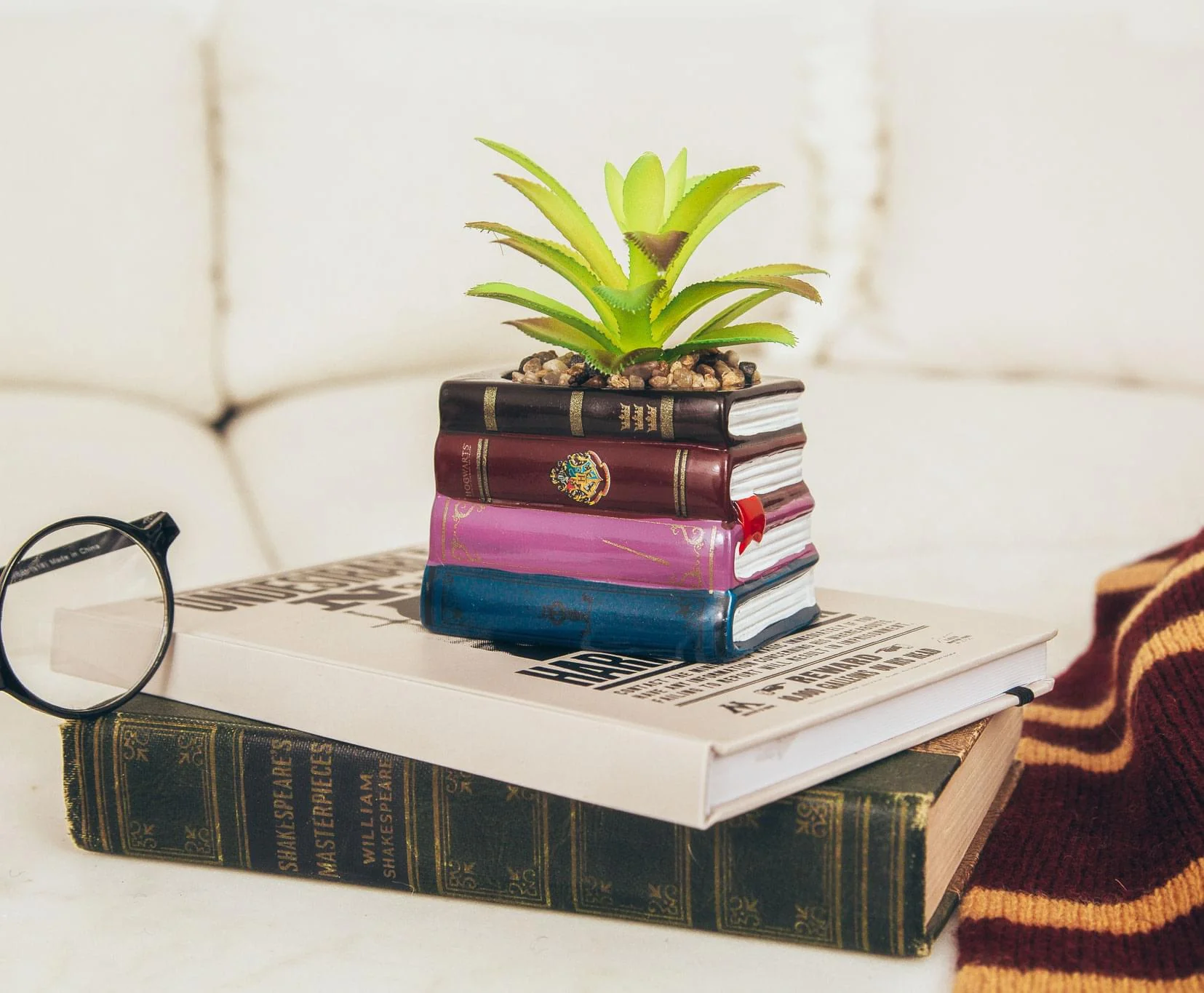 Harry Potter Book Stack 3-Inch Ceramic Planter With Artificial Succulent - Image 4