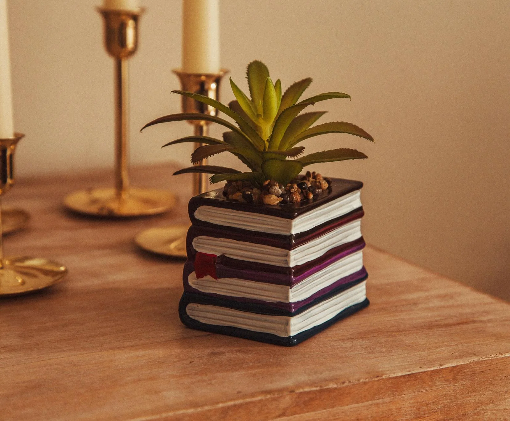 Harry Potter Book Stack 3-Inch Ceramic Planter With Artificial Succulent - Image 5