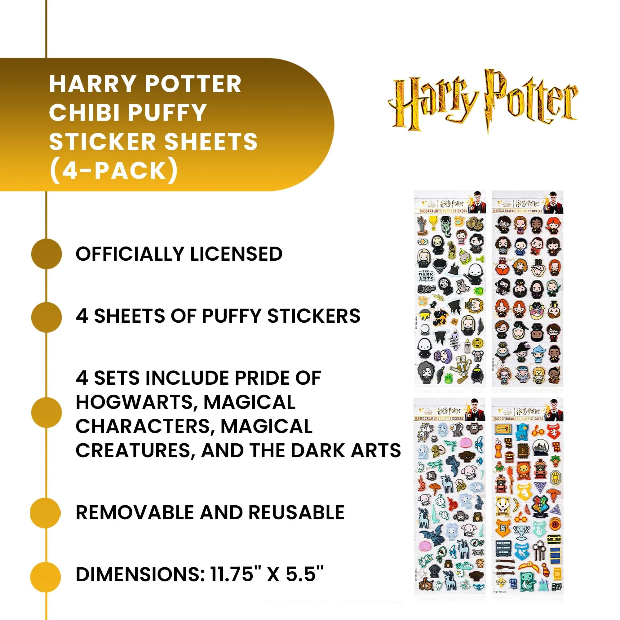Harry Potter Chibi Puffy Sticker Sheets | 4-Pack - Image 9