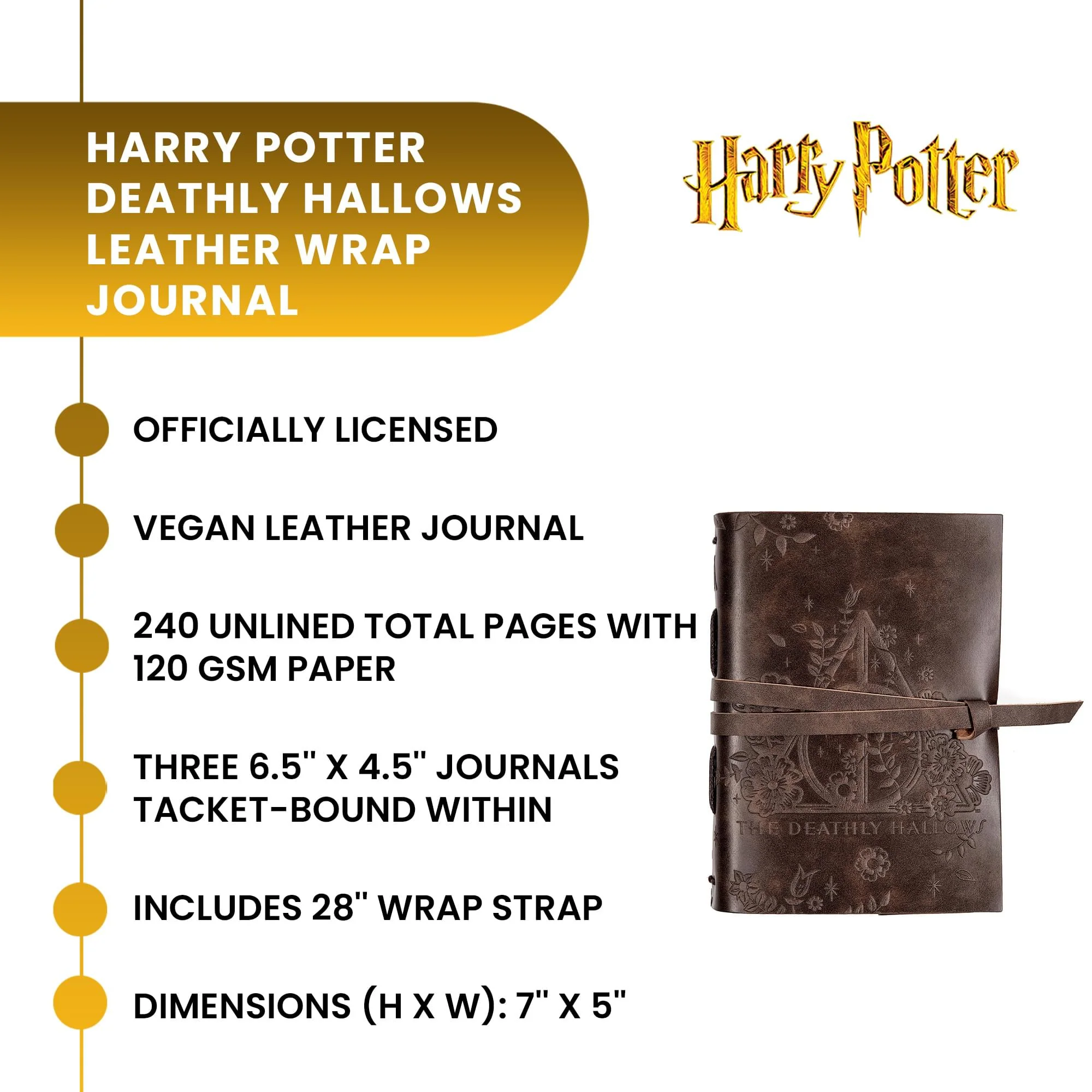 Harry Potter Deathly Hallows Leather Wrap Journal | 240 Pages - Image 9