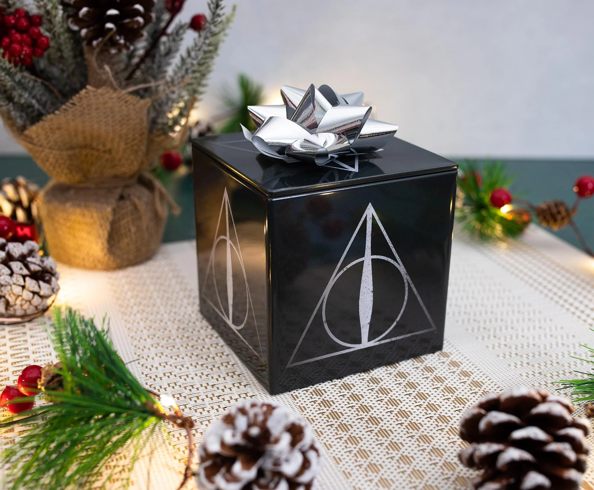 Harry Potter Deathly Hallows Tin Storage Box Cube Organizer with Lid | 4 Inches - Image 3