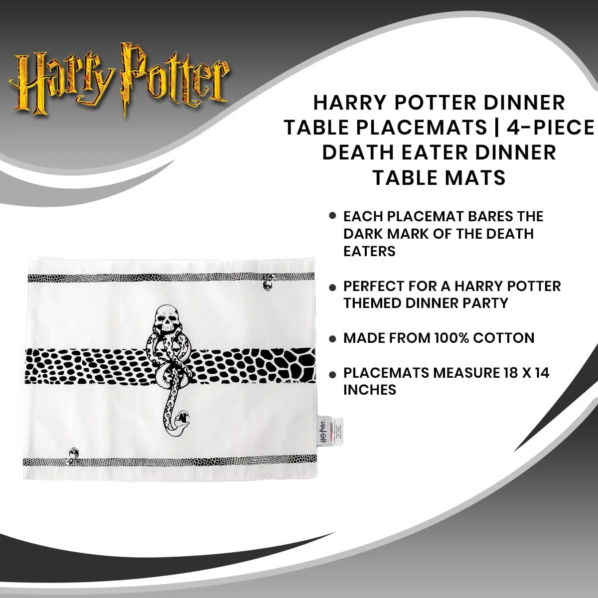 Harry Potter Dinner Table Placemats | 4-Piece Death Eater Dinner Table Mats - Image 7