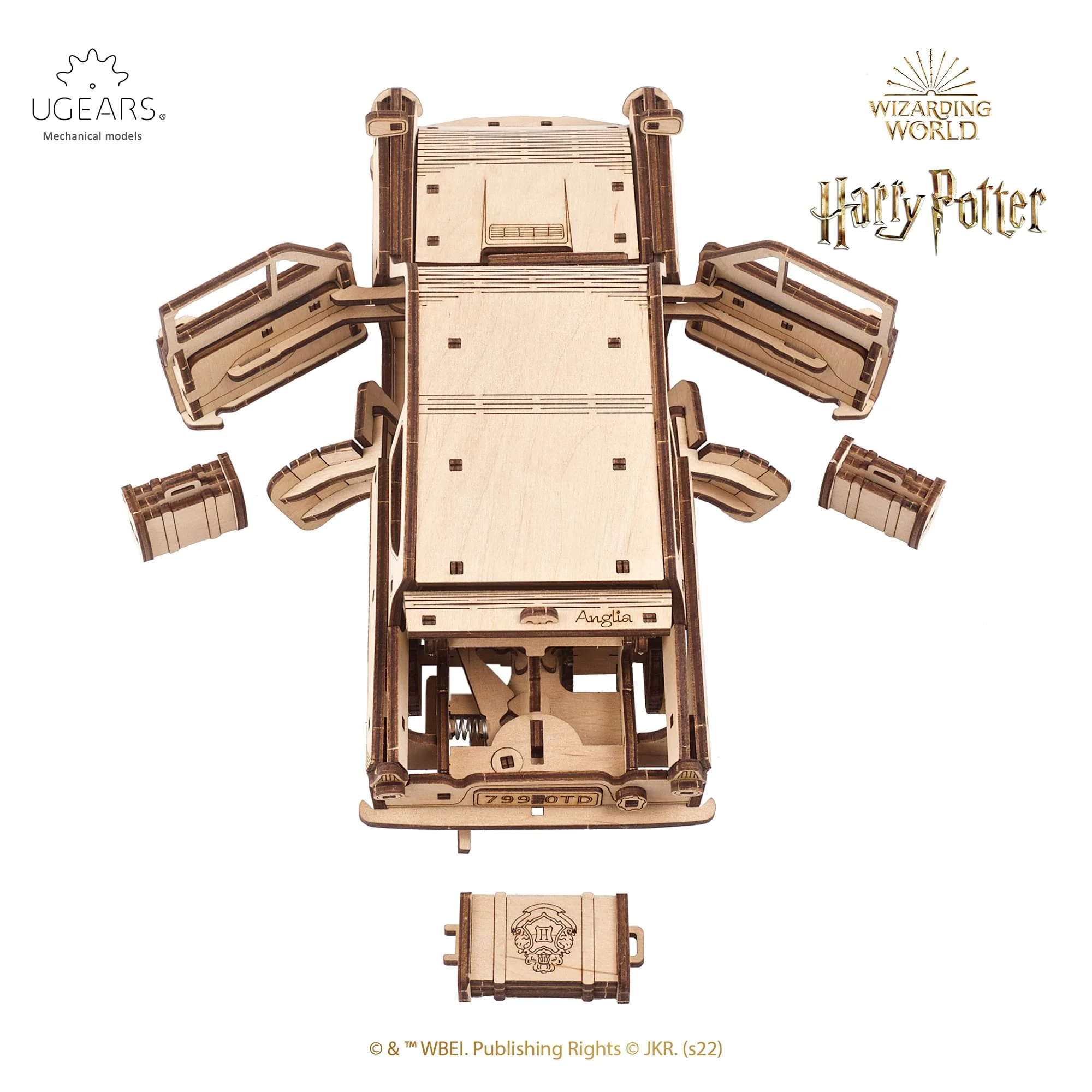 Harry Potter Flying Ford Anglia 3D Wooden Puzzle Mechanical Model Kit - Image 3