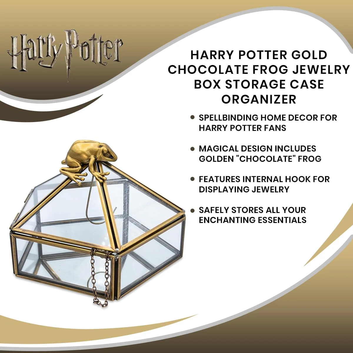 Harry Potter Gold Chocolate Frog Jewelry Box Storage Case Organizer - Image 7