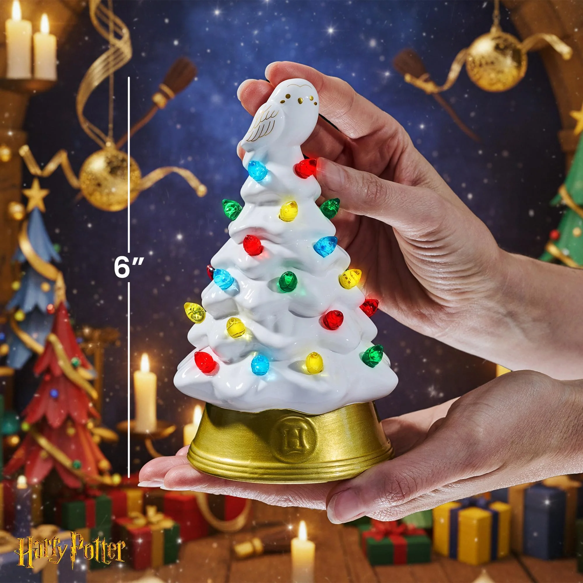 Harry Potter Hedwig Light-Up Ceramic Christmas Tree | 6 Inches Tall - Image 9