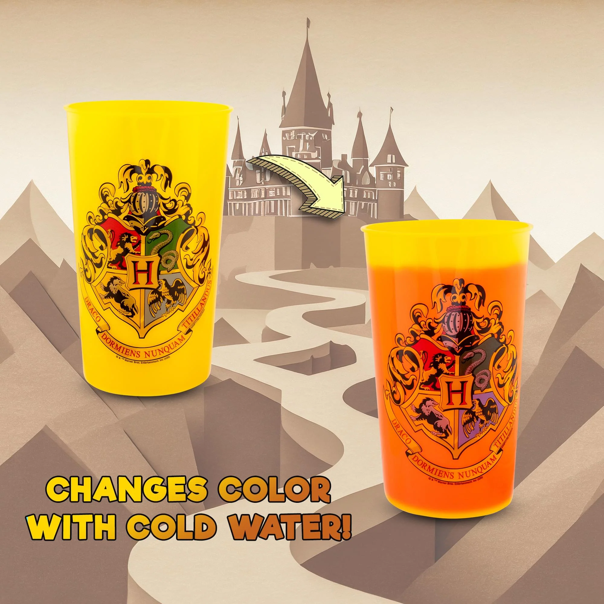 Harry Potter Hogwarts 20-Ounce Plastic Color-Changing Cups | Set of 4 - Image 3