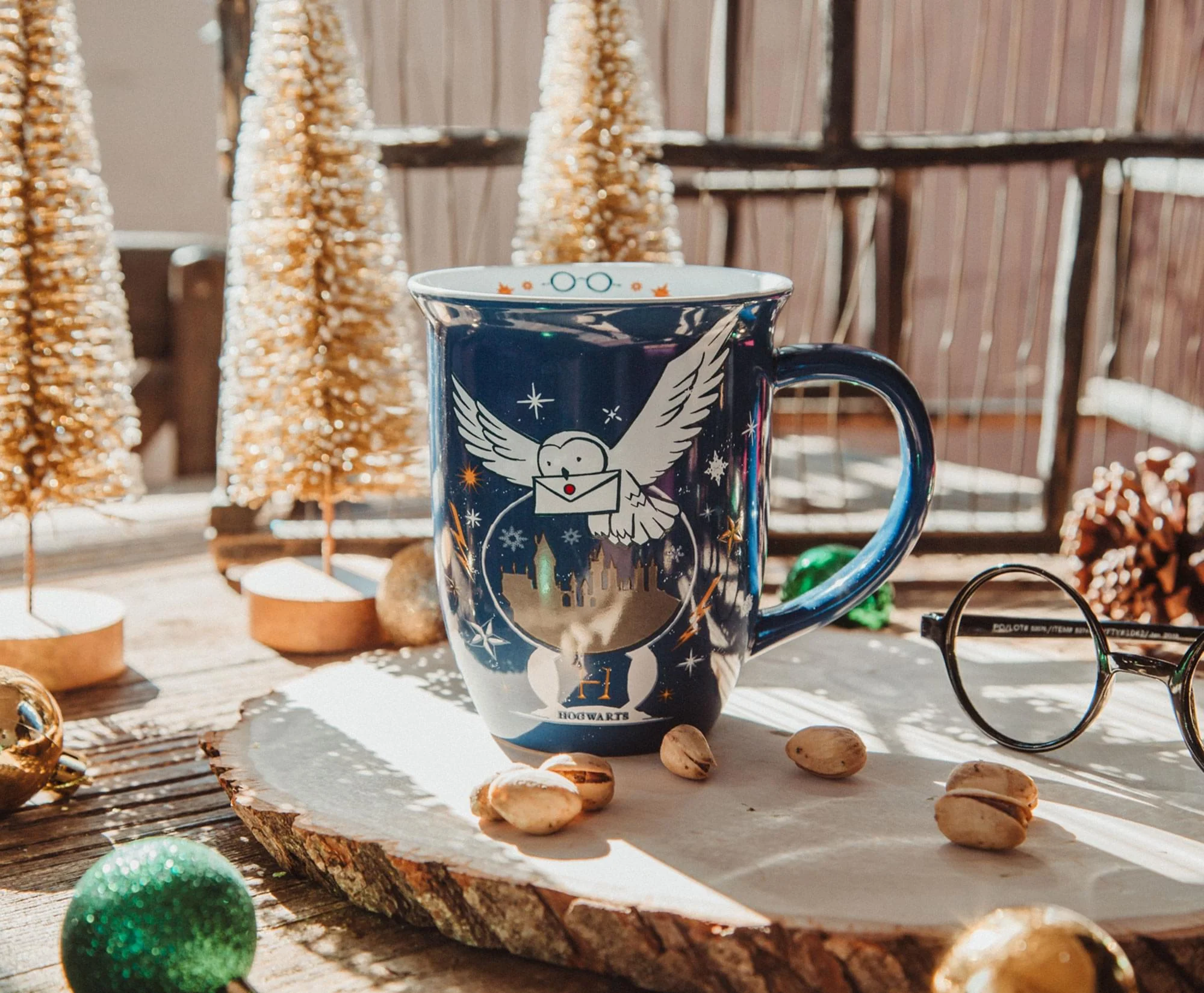 Harry Potter Hogwarts Christmas Wide Rim Ceramic Mug | Holds 16 Ounces - Image 3