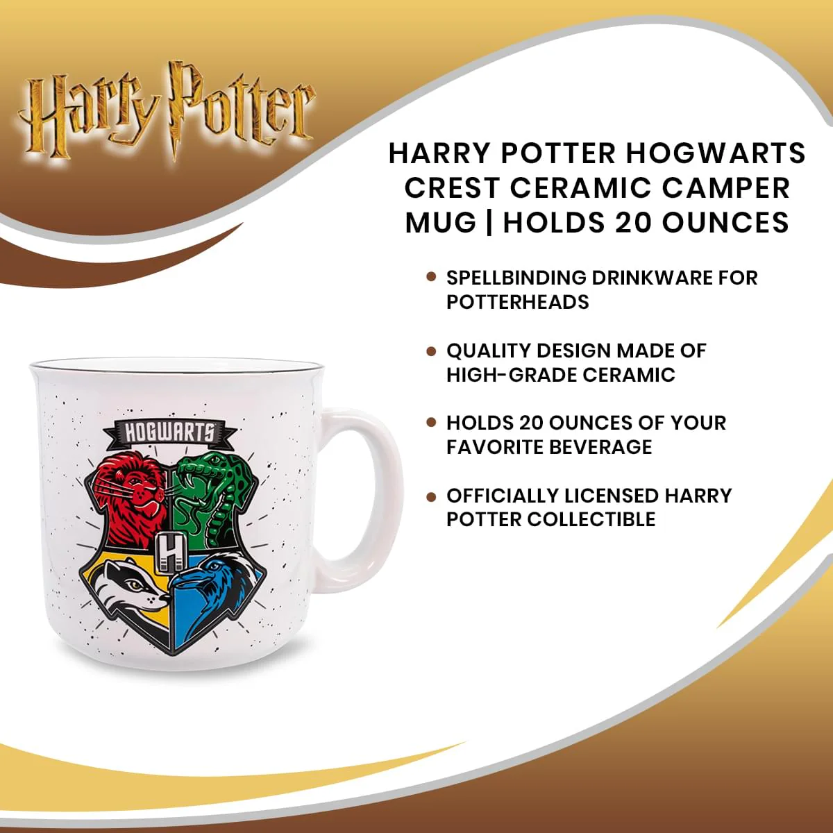 Harry Potter Hogwarts Crest Ceramic Camper Mug | Holds 20 Ounces - Image 7