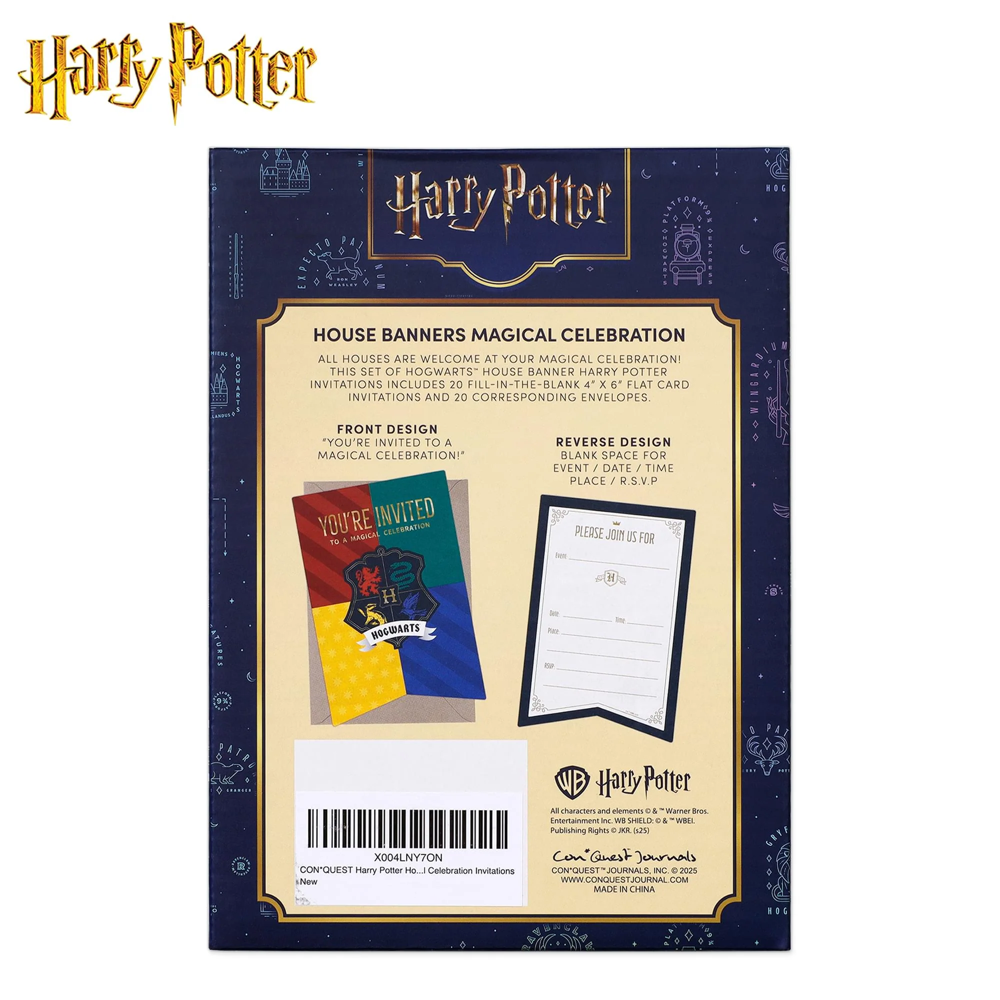 Harry Potter Hogwarts House Banner Birthday Invitation & Envelope Box Set - Image 8