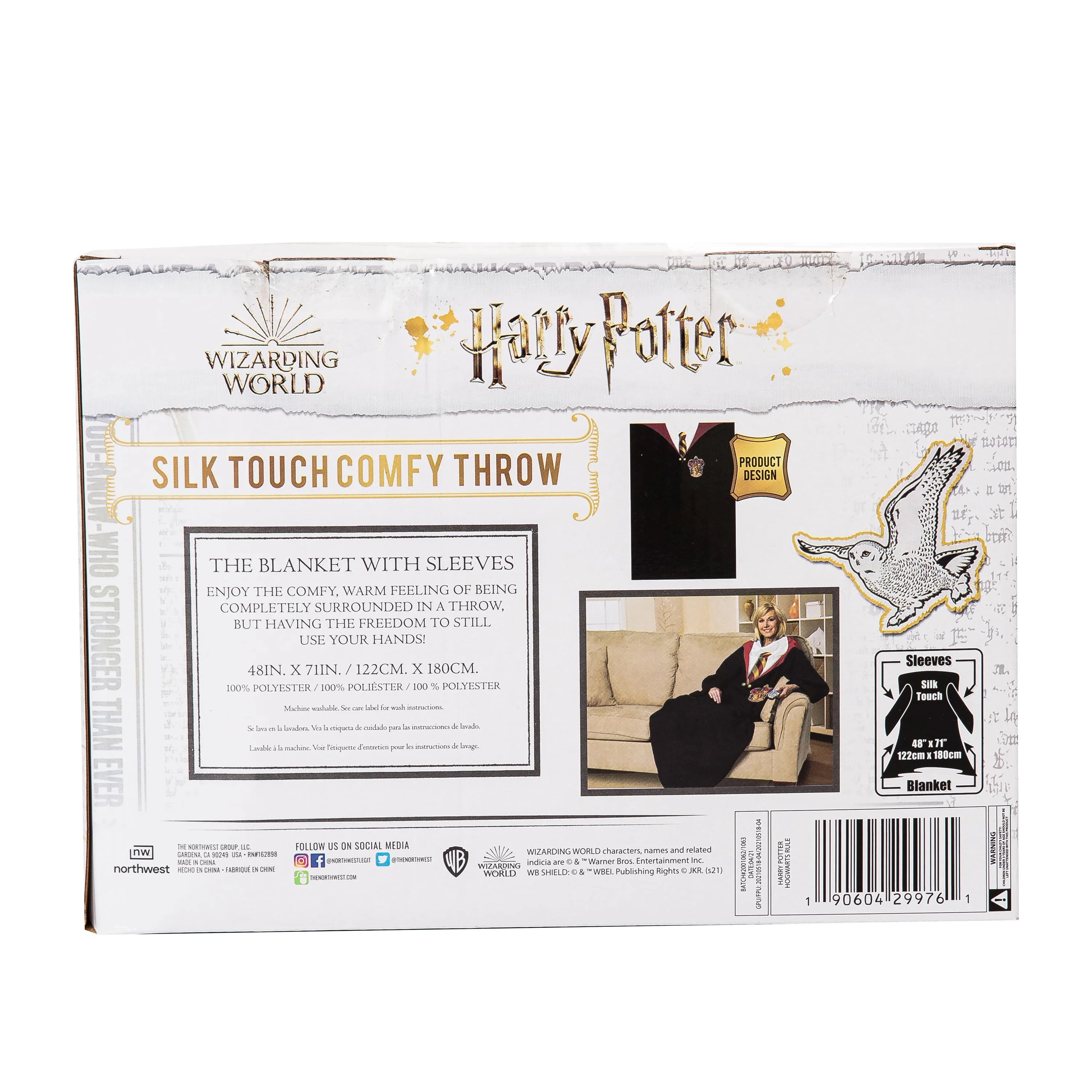 Harry Potter Hogwarts Rules Adult Silk Touch Comfy Throw With Sleeves - Image 4