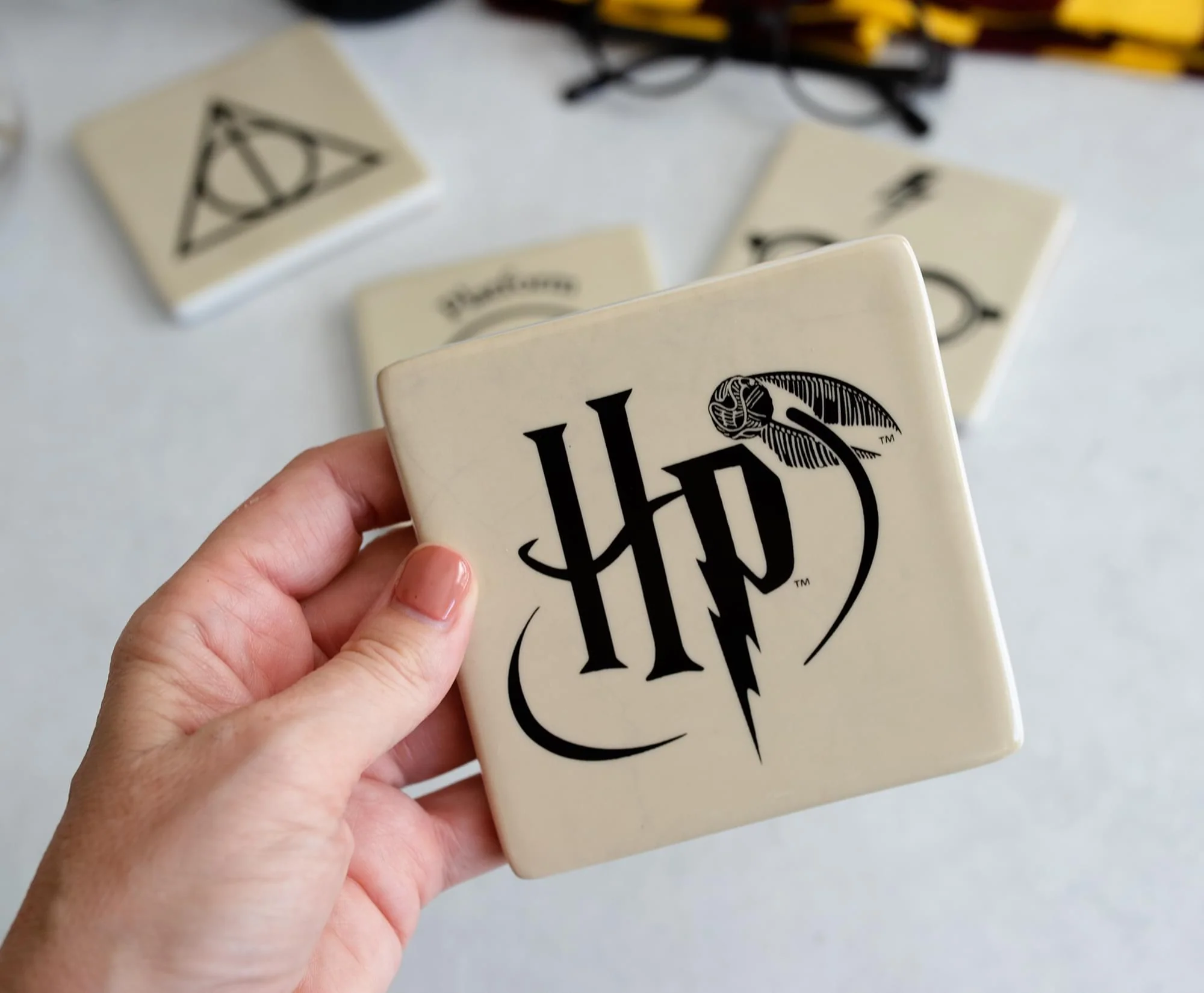Harry Potter Icons Ceramic Square Drink Coasters | Set of 4 - Image 3