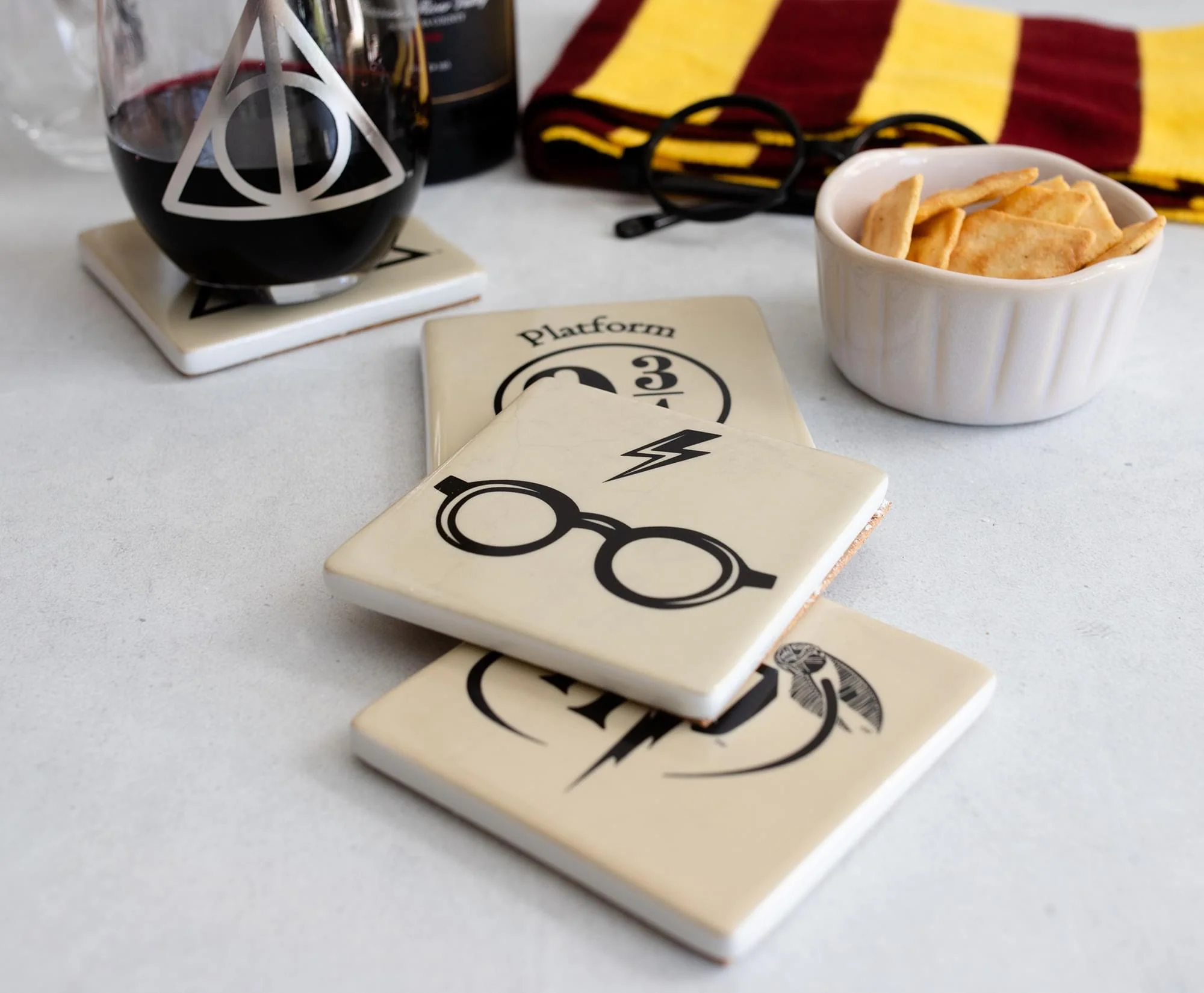 Harry Potter Icons Ceramic Square Drink Coasters | Set of 4 - Image 4