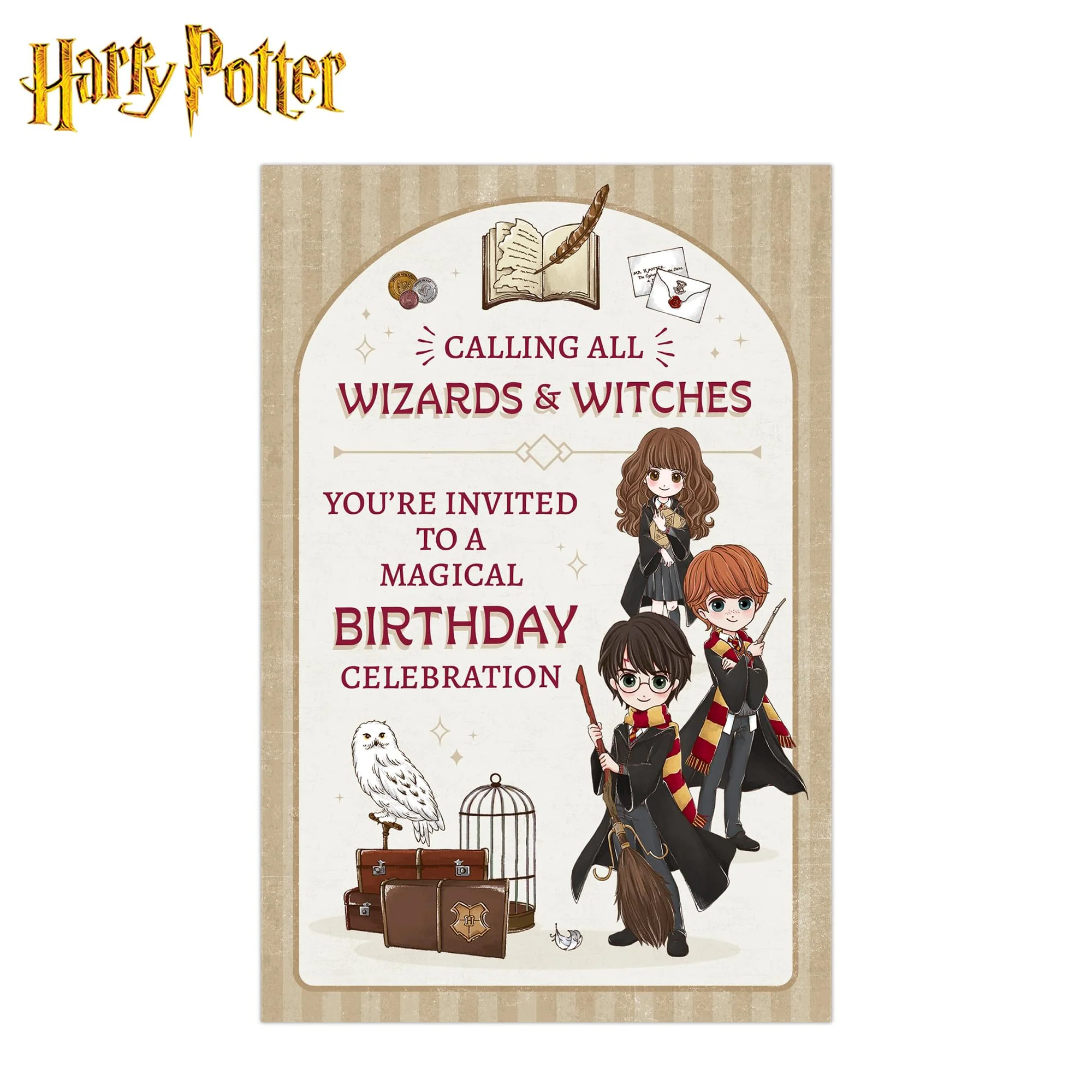 Harry Potter Magical Wizards & Witches Birthday Invitation & Envelope Box Set - Image 3