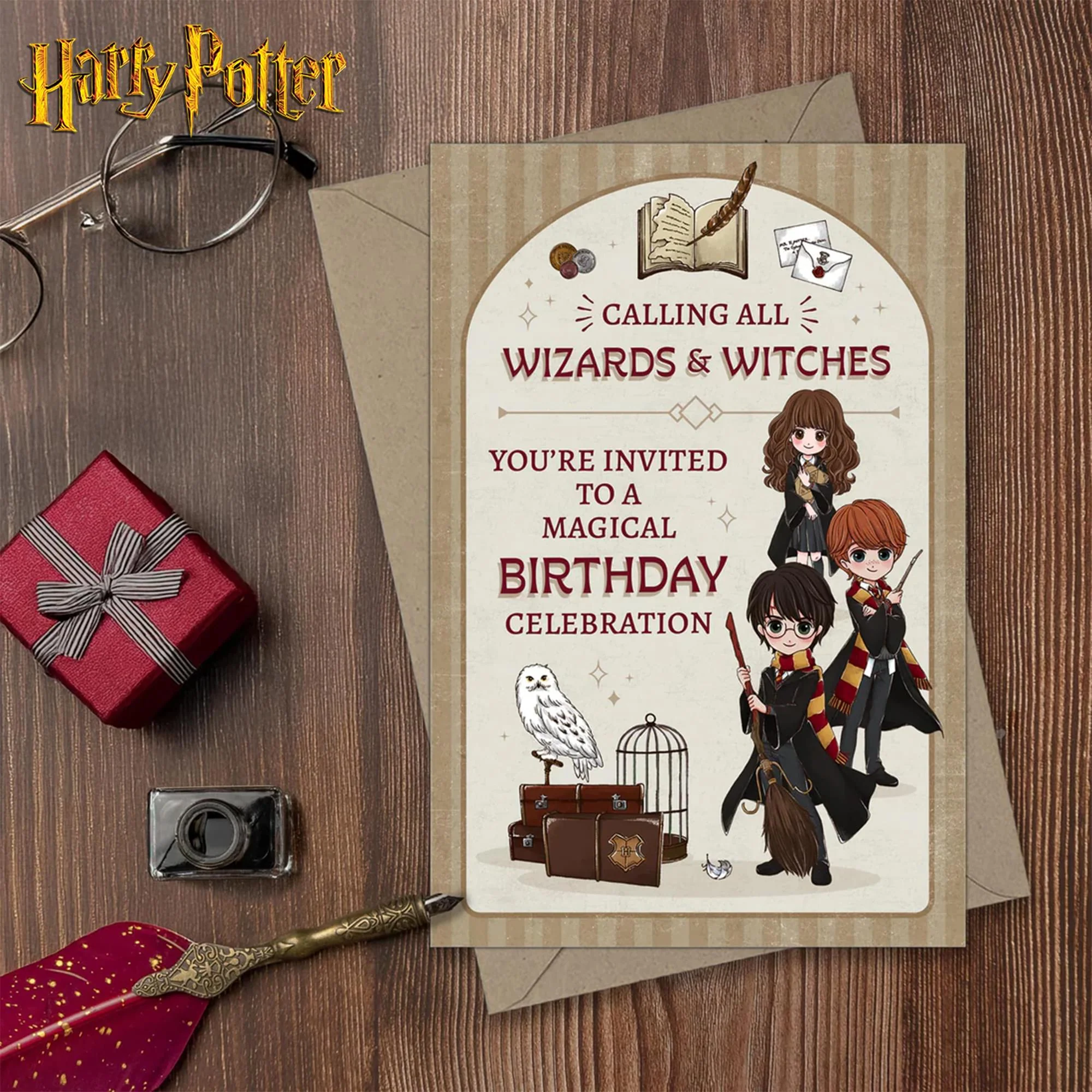Harry Potter Magical Wizards & Witches Birthday Invitation & Envelope Box Set - Image 6