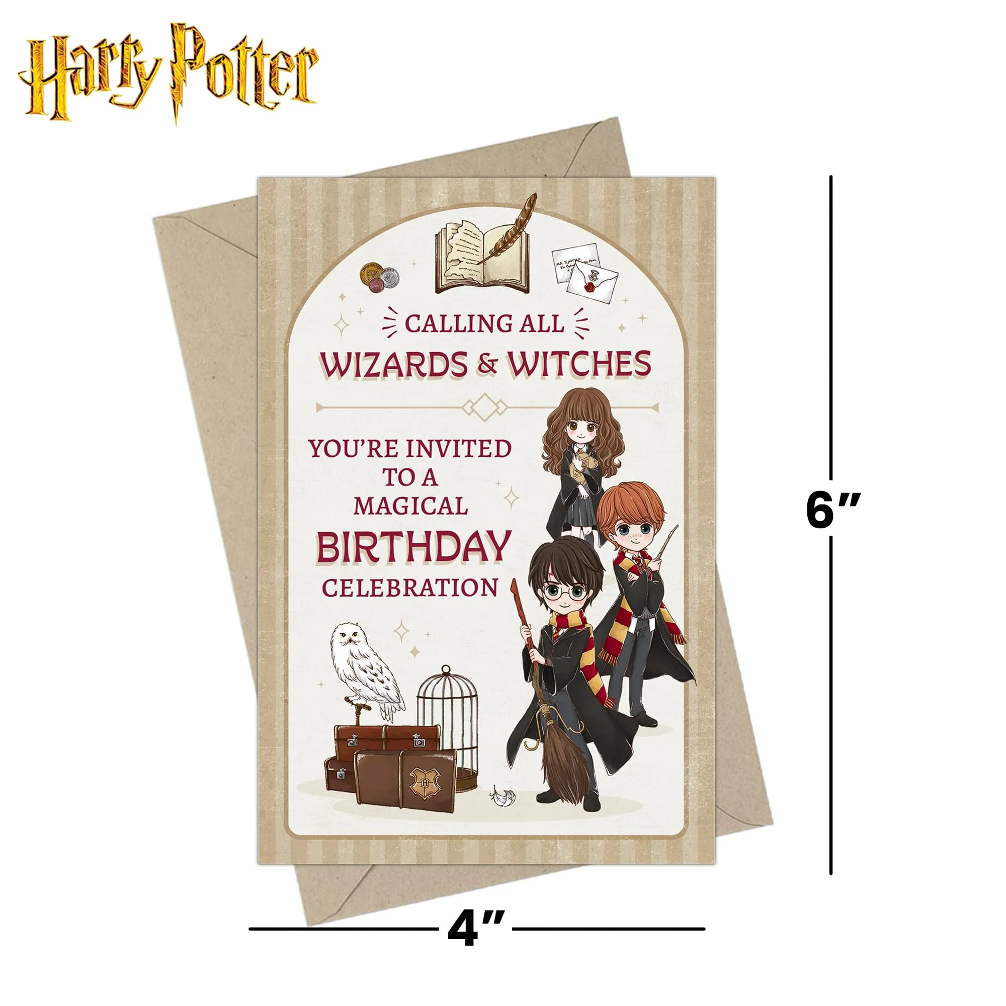 Harry Potter Magical Wizards & Witches Birthday Invitation & Envelope Box Set - Image 7