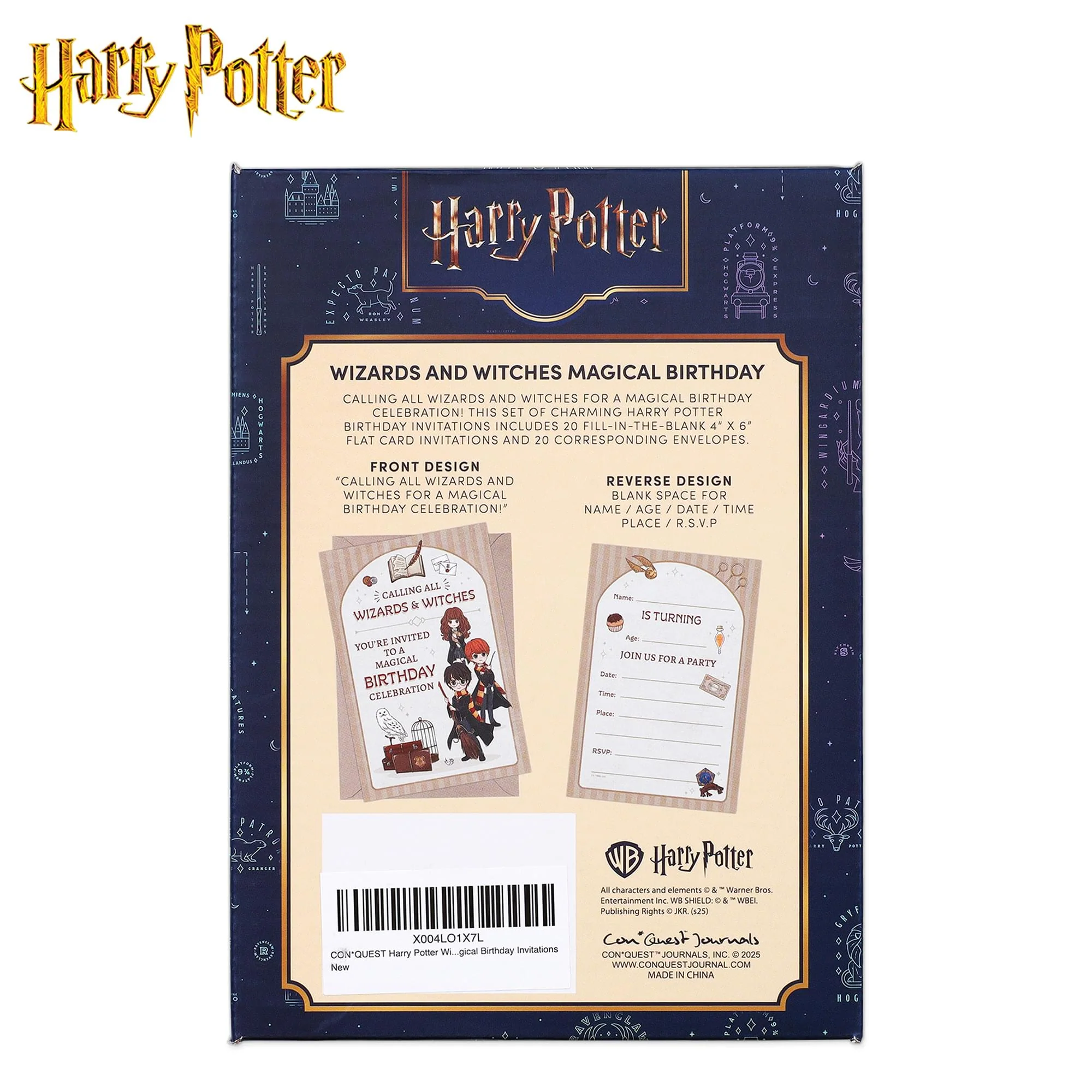 Harry Potter Magical Wizards & Witches Birthday Invitation & Envelope Box Set - Image 8