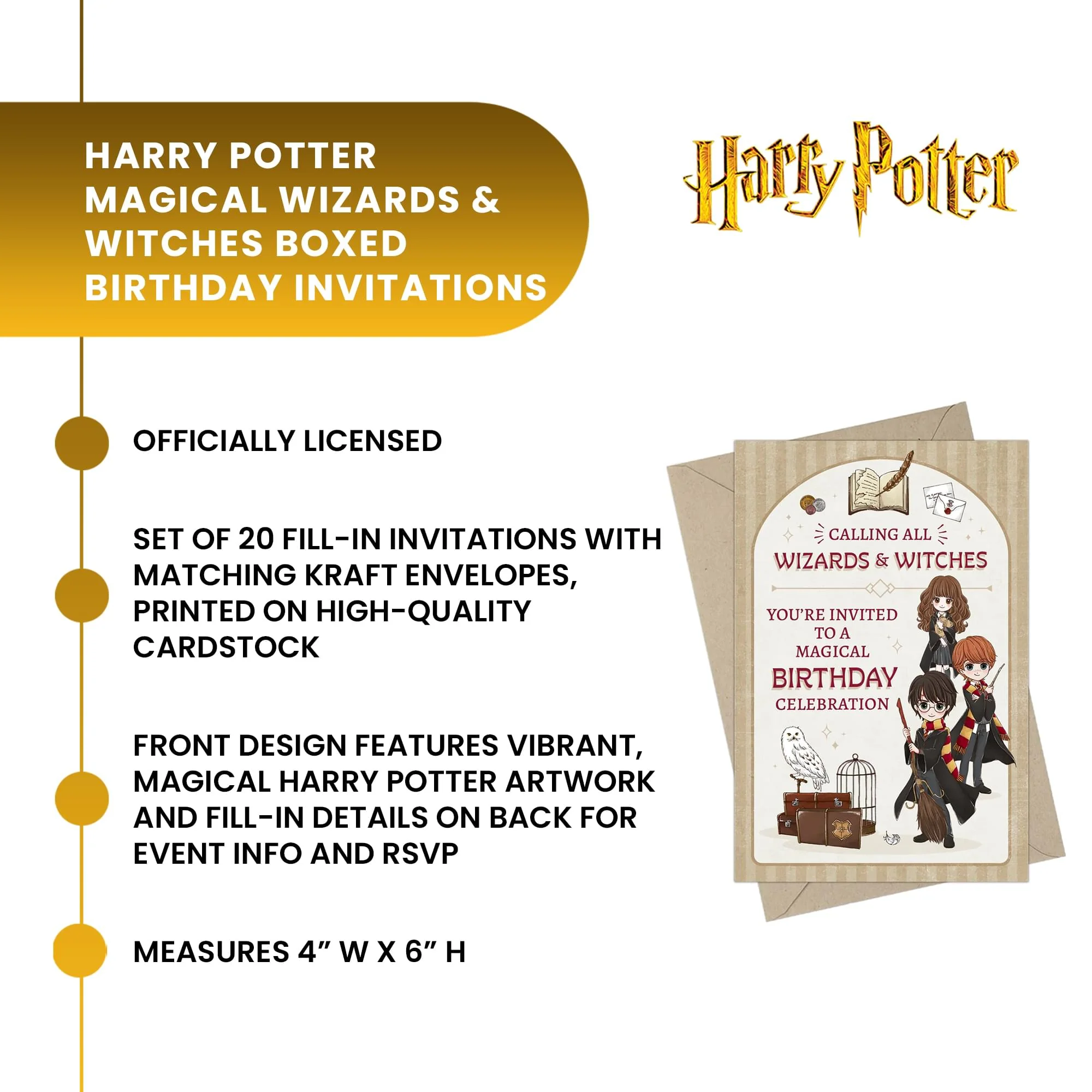 Harry Potter Magical Wizards & Witches Birthday Invitation & Envelope Box Set - Image 9