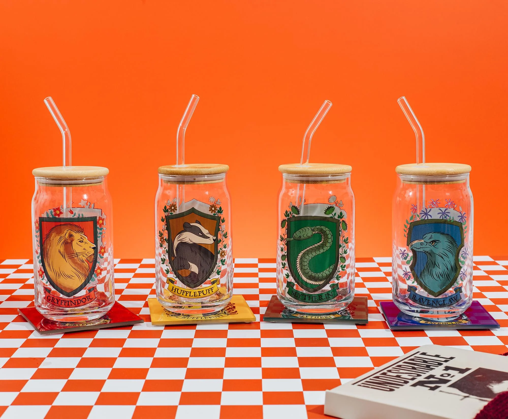 Harry Potter Ravenclaw House Mascot Glass Tumbler With Bamboo Lid and Straw - Image 9