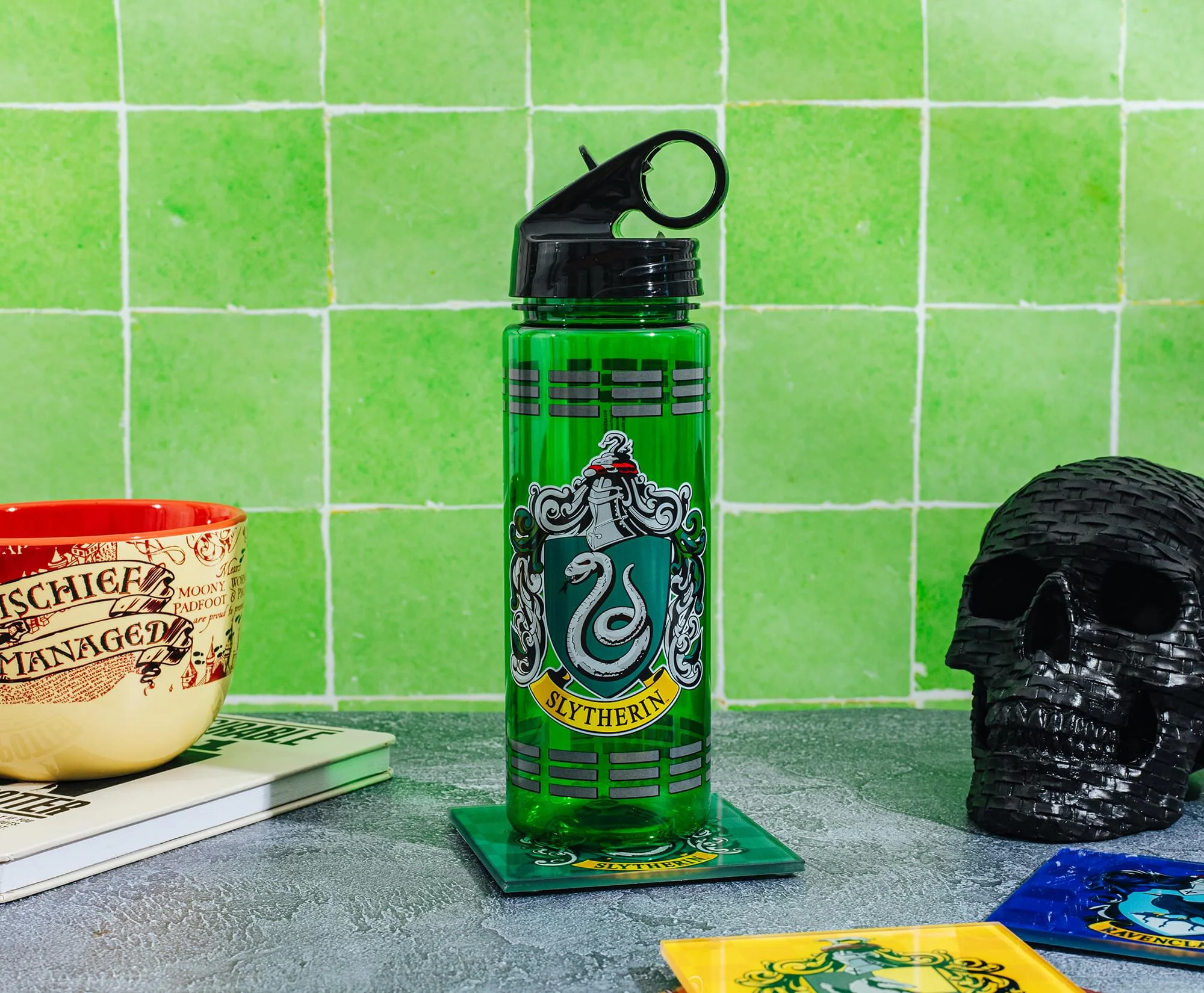 Harry Potter Slytherin Crest Water Bottle With Handle Lid | Holds 20 Ounces - Image 4