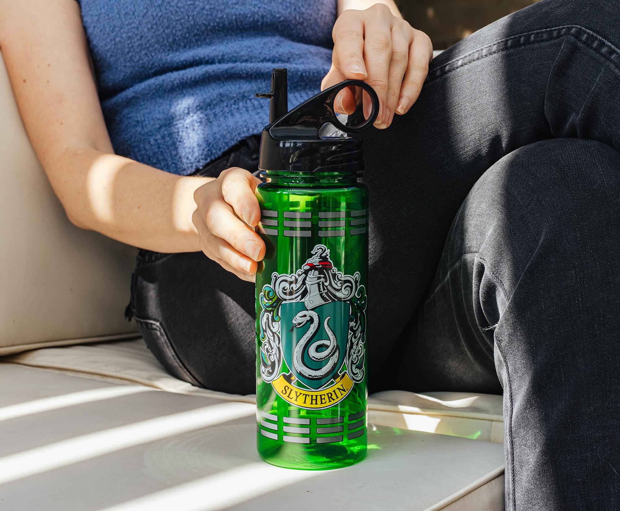 Harry Potter Slytherin Crest Water Bottle With Handle Lid | Holds 20 Ounces - Image 6