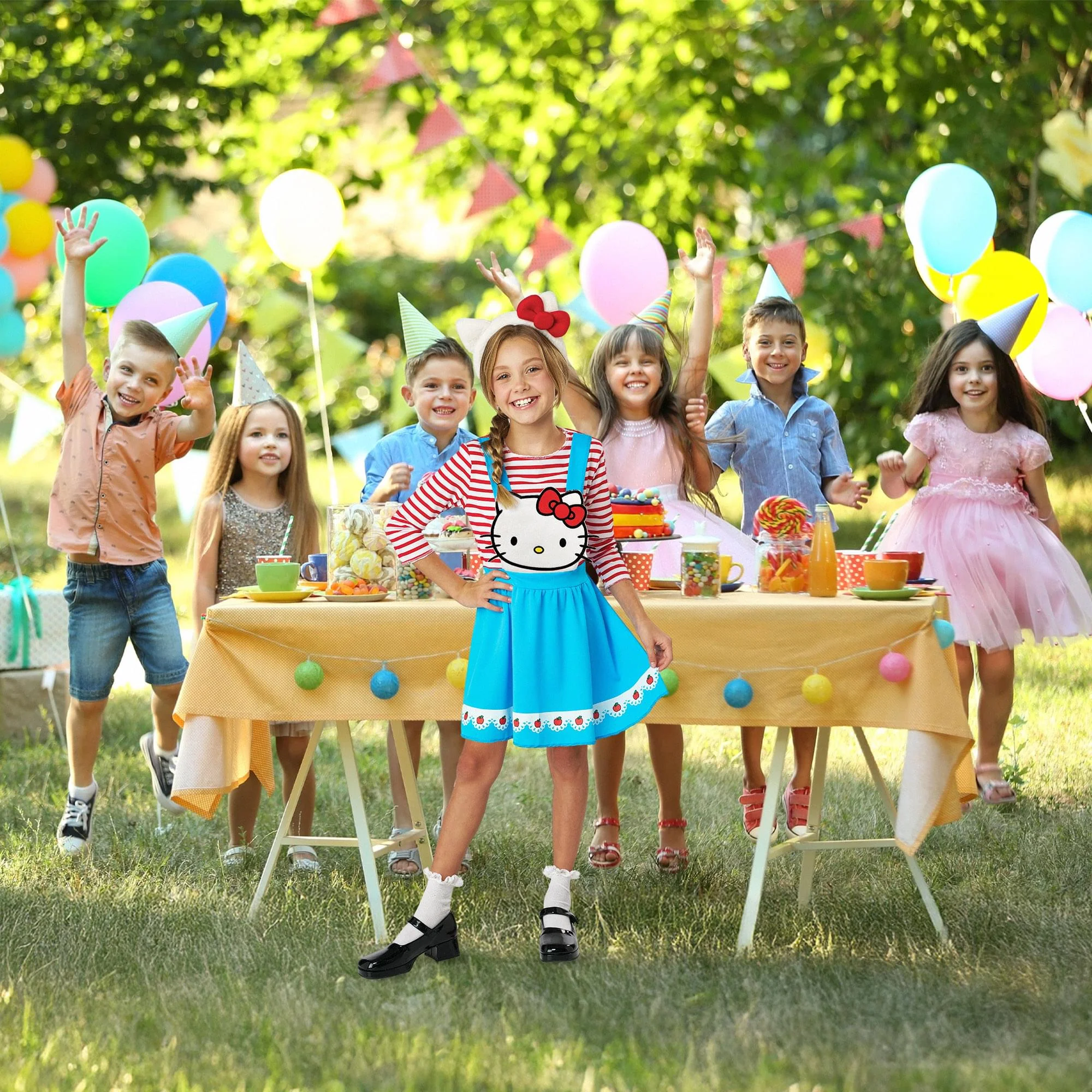 Hello Kitty Blue Overall Dress Child Costume - Image 5