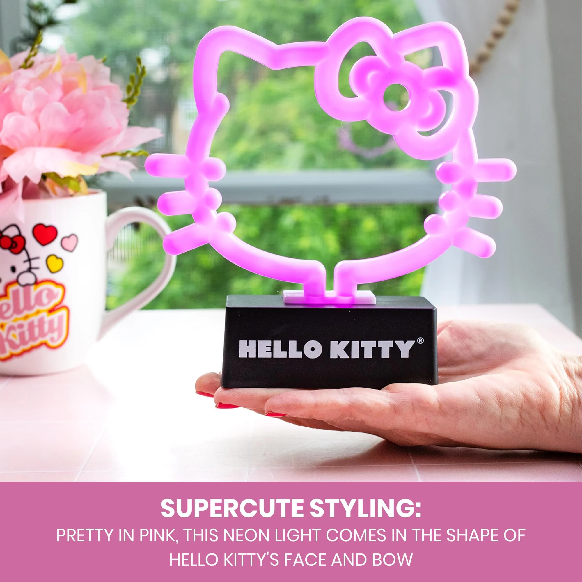 Hello Kitty Face and Bow 6.5 -Inch LED Neon Mood Light - Image 4