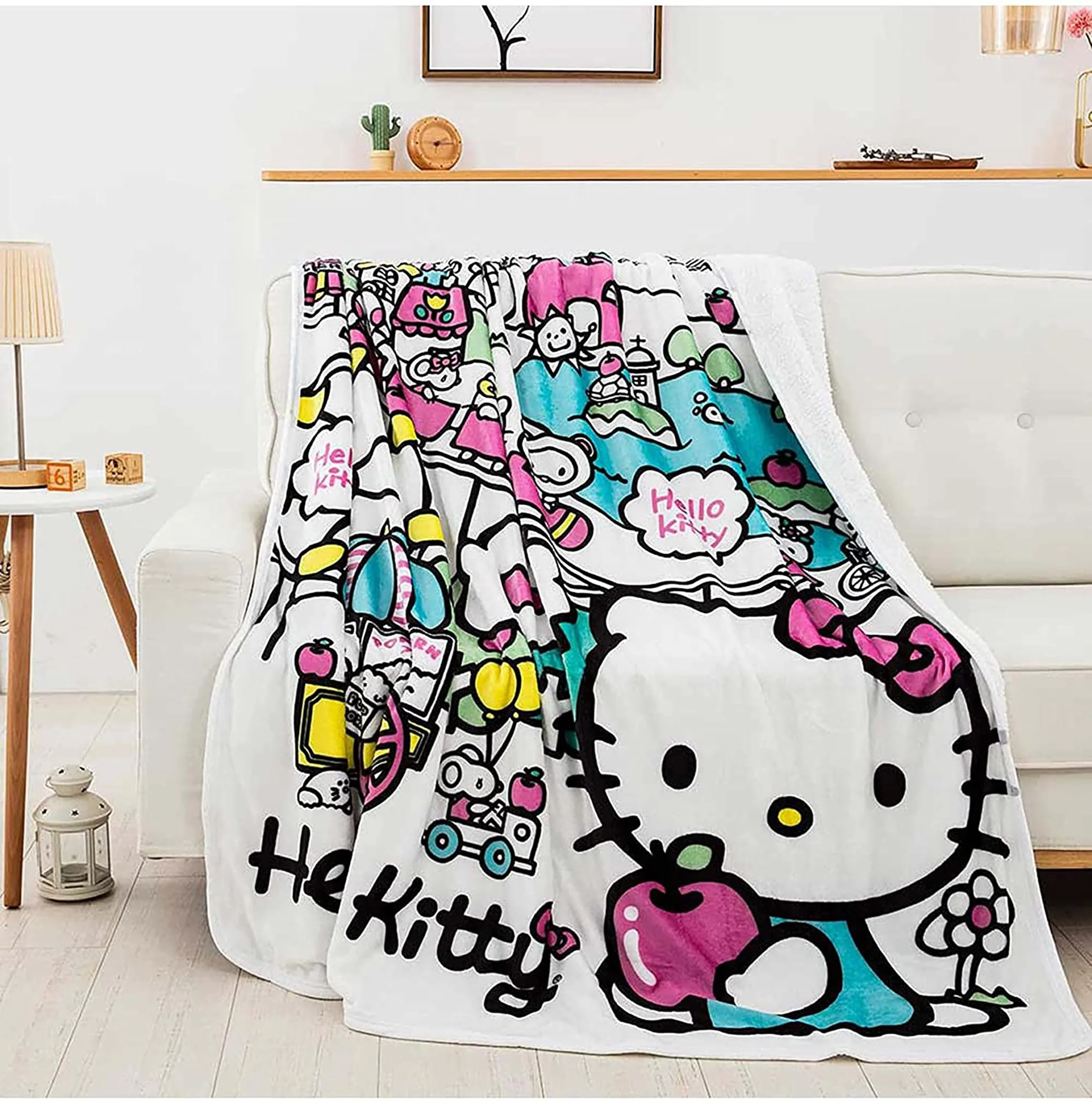 Hello Kitty My Cute World 60 x 80 Inch Silk Touch Sherpa Throw Blanket - Image 2