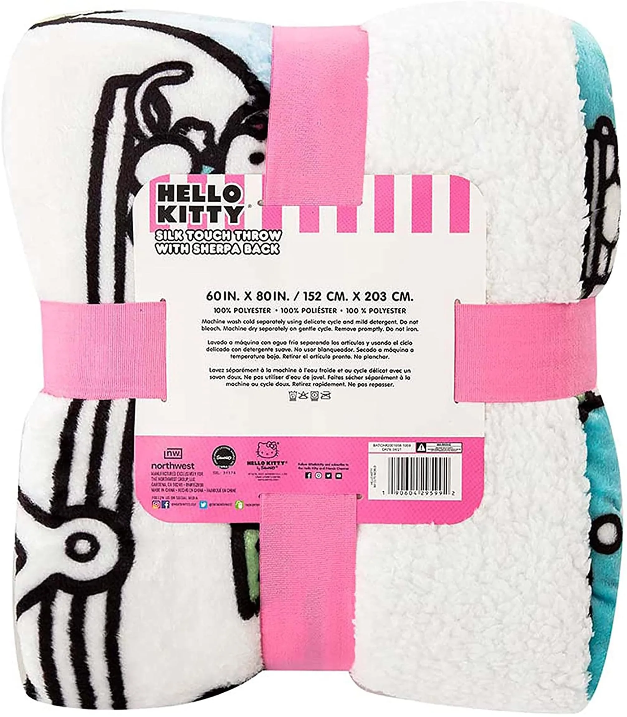 Hello Kitty My Cute World 60 x 80 Inch Silk Touch Sherpa Throw Blanket - Image 4