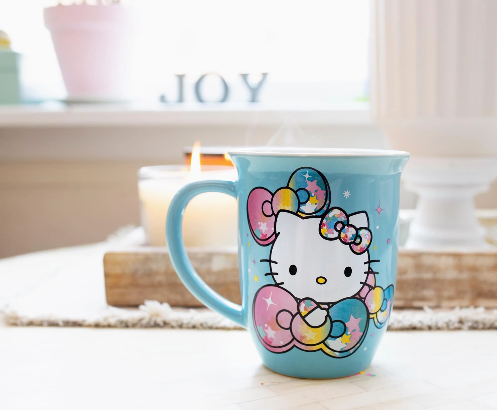 Sanrio Hello Kitty Pastel on Rainbow Wide Rim Ceramic Mug | Holds 16 Ounces - Image 3