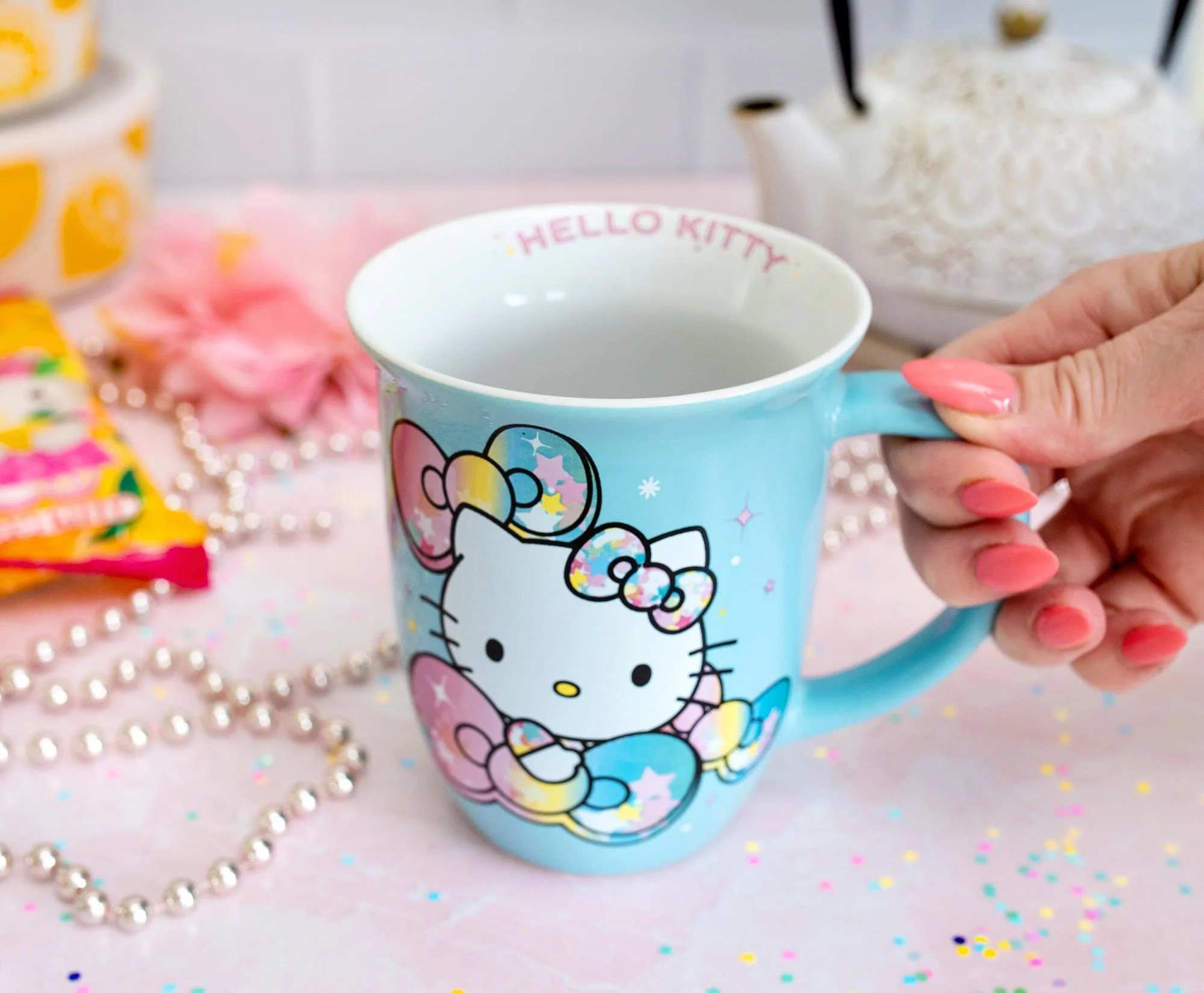 Sanrio Hello Kitty Pastel on Rainbow Wide Rim Ceramic Mug | Holds 16 Ounces - Image 4
