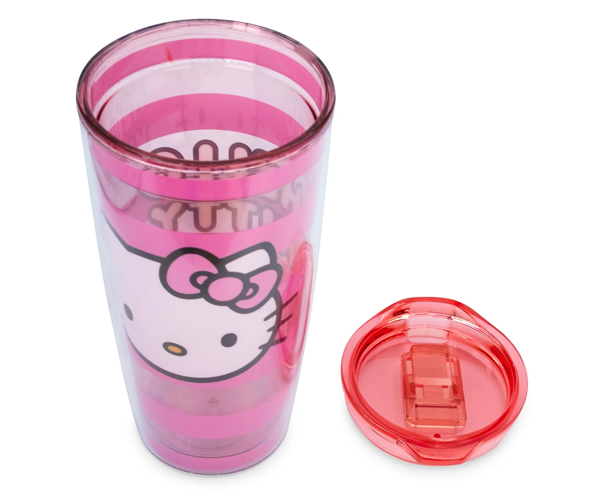 Sanrio Hello Kitty Pink Stripes Travel Tumbler with Slide Close Lid | 20 Ounces - Image 3