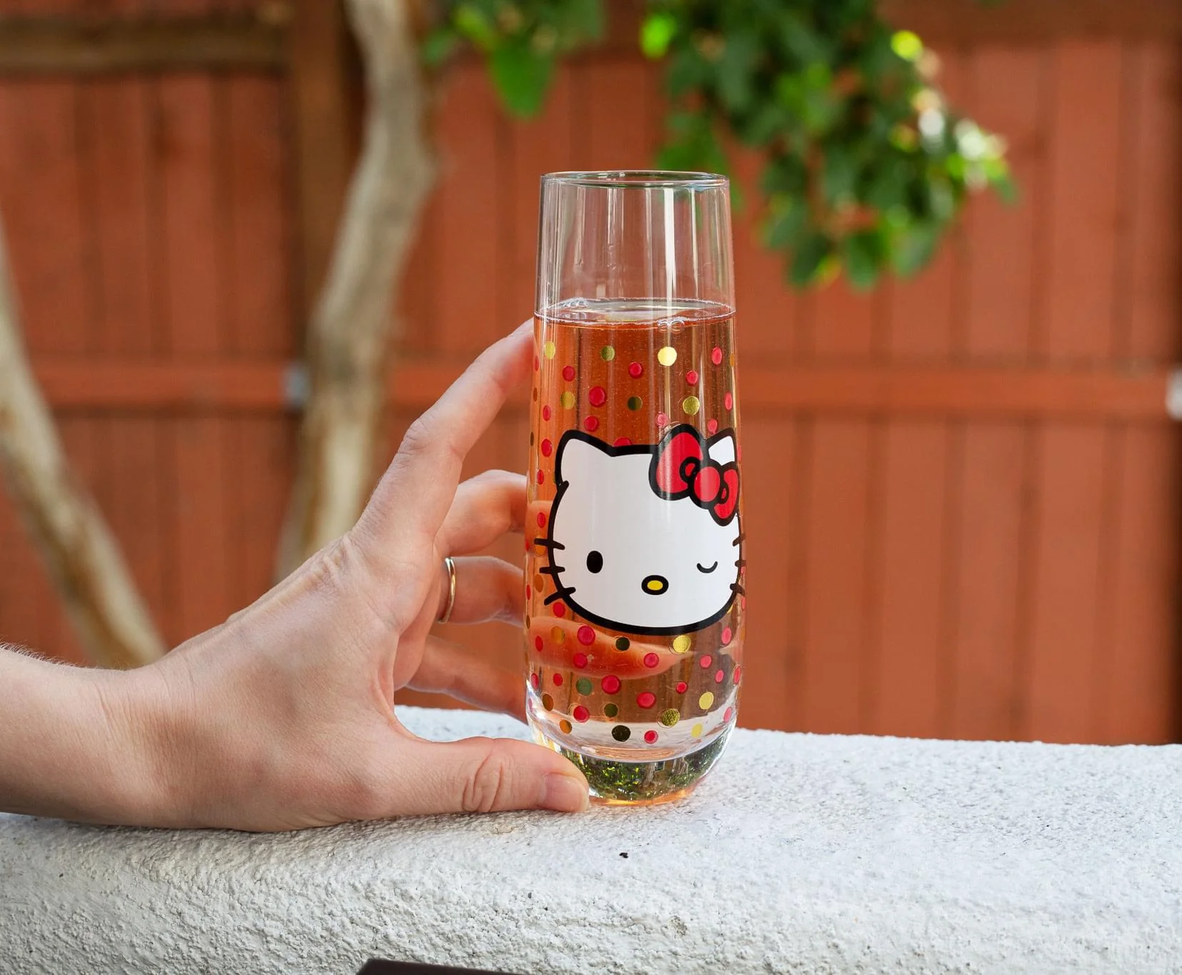 Hello Kitty Polka Dot Portrait 9-Ounce Stemless Fluted Glassware | Set of 2 - Image 5