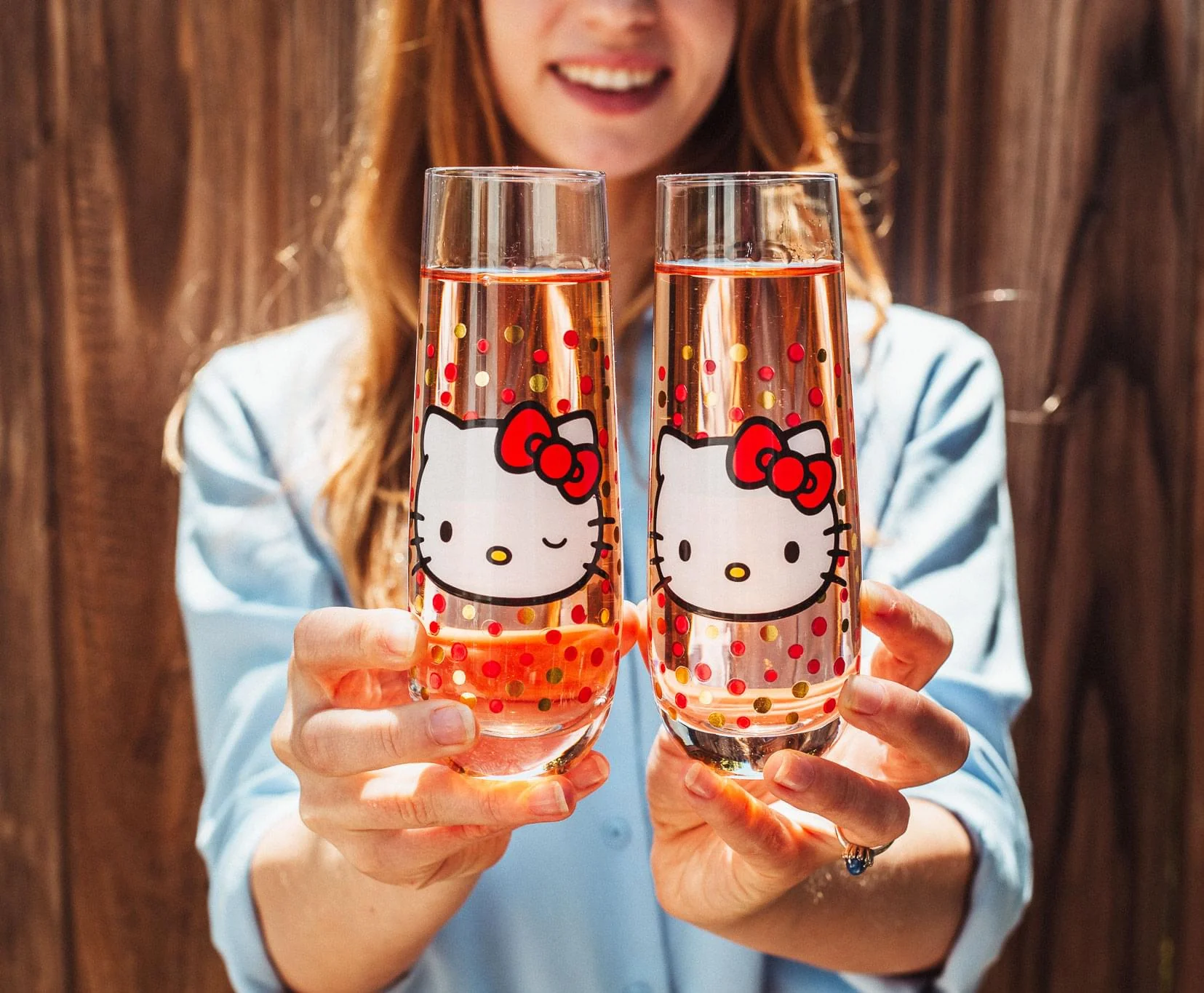 Hello Kitty Polka Dot Portrait 9-Ounce Stemless Fluted Glassware | Set of 2 - Image 6